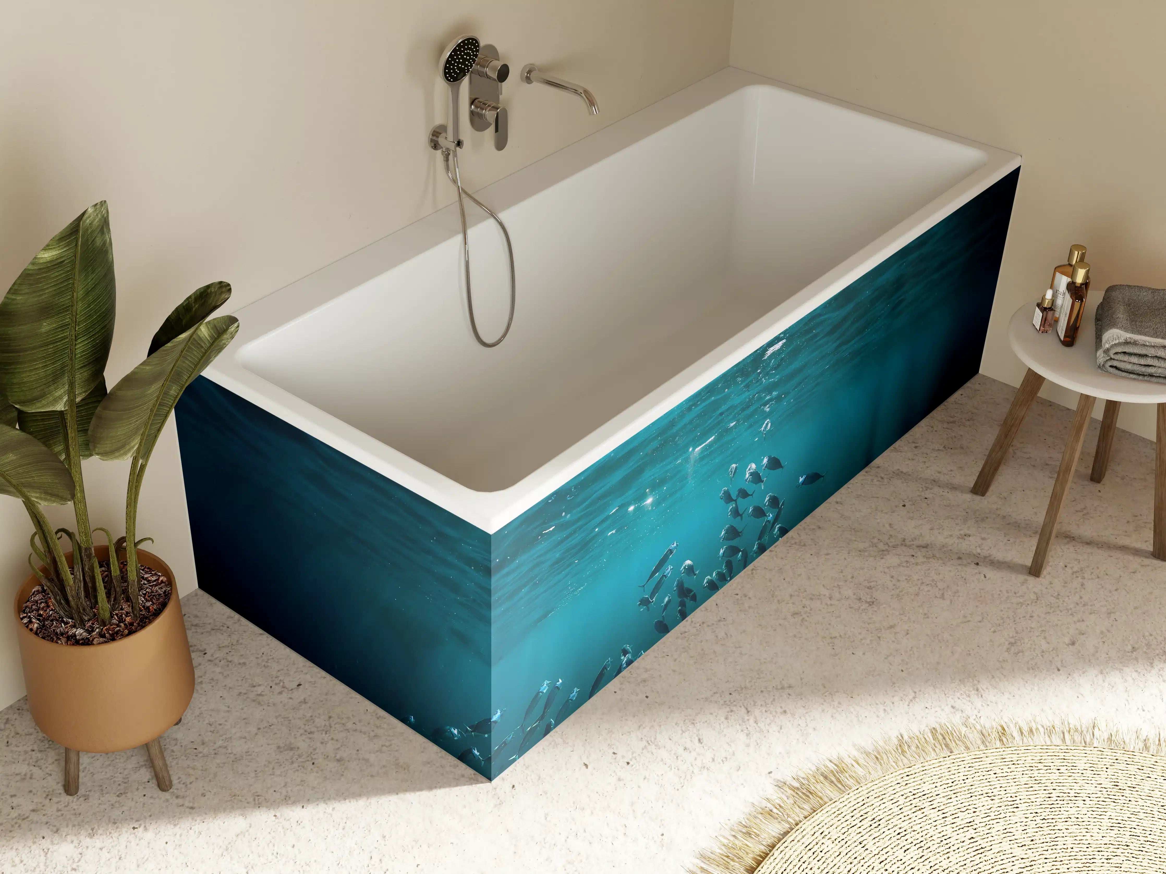 Badewannen-Rückwand - Kleiner Fischschwarm Unterwasser