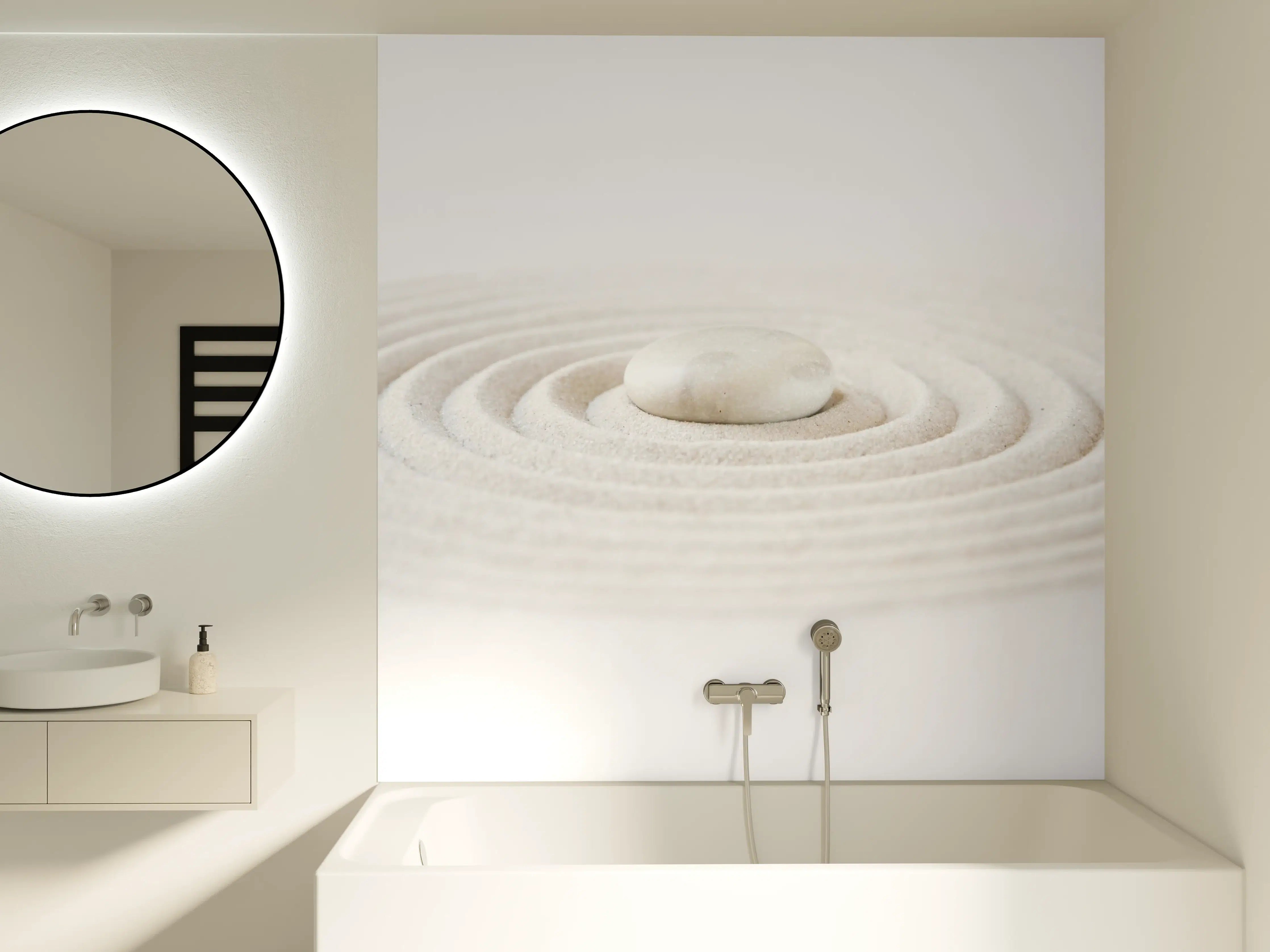 Badewannen-Rückwand - Kleiner Zen Garten