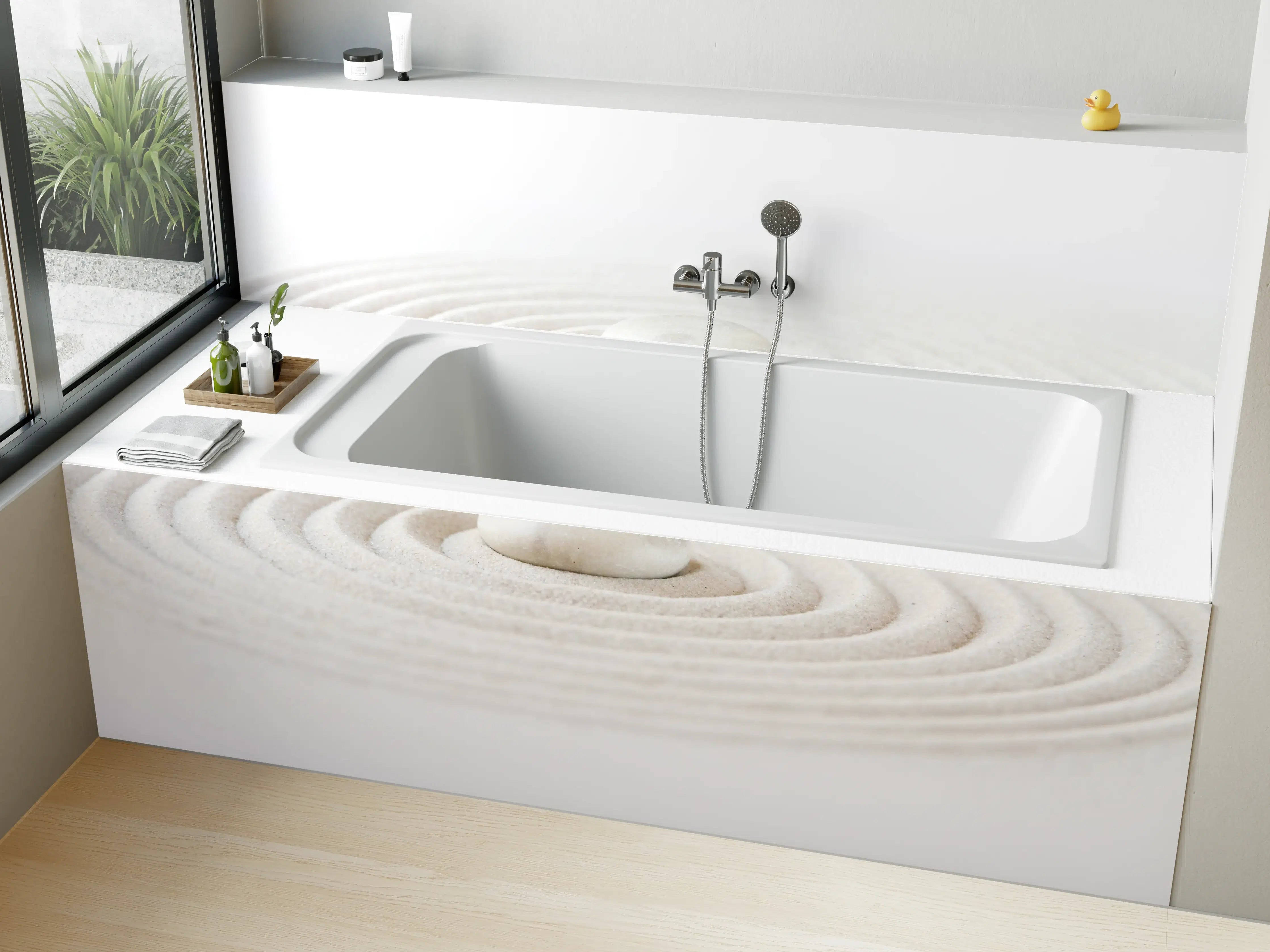 Badewannen-Rückwand - Kleiner Zen Garten