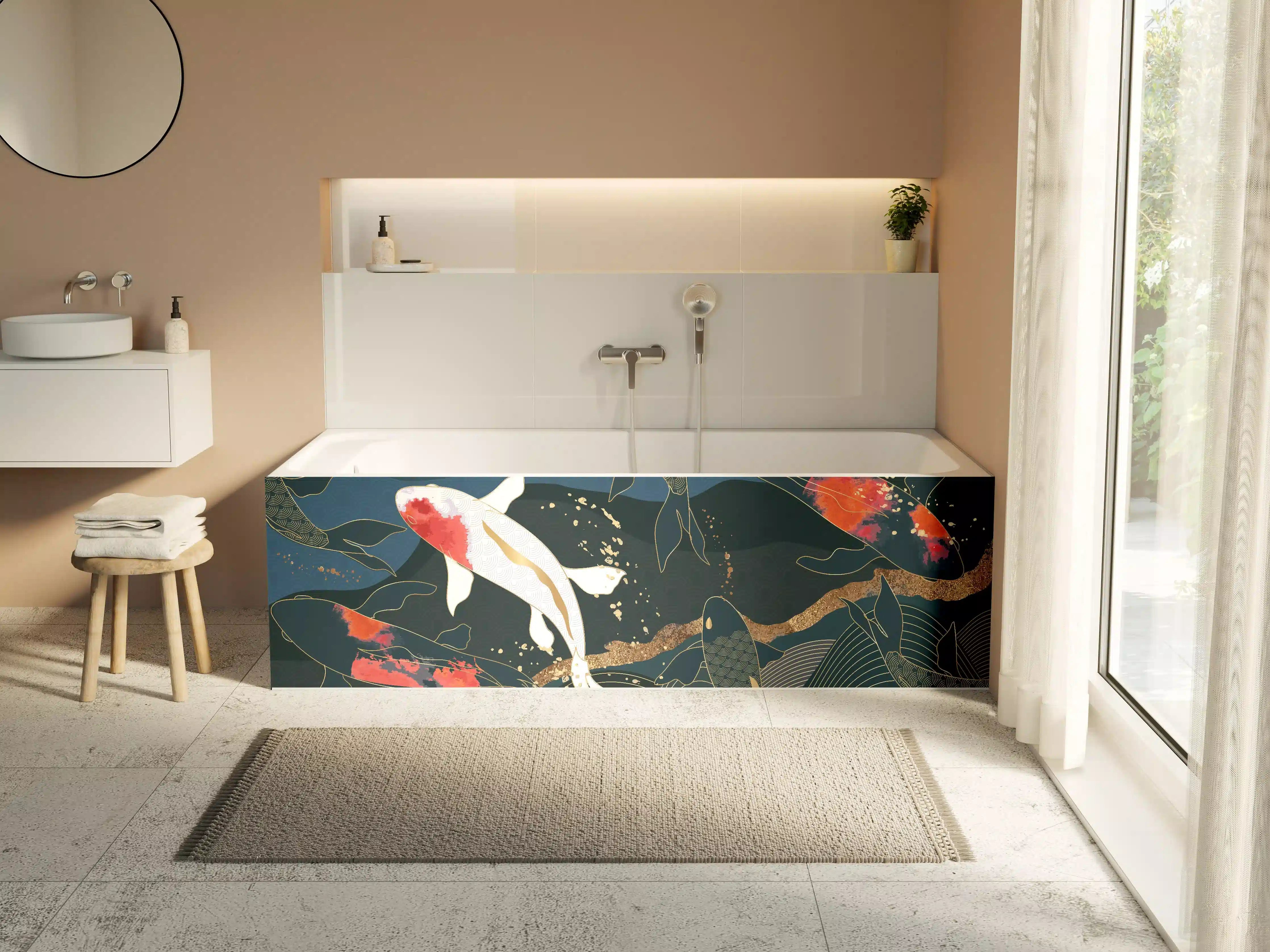 Badewannen-Rückwand - Koi-Karpfen Kunstdruck