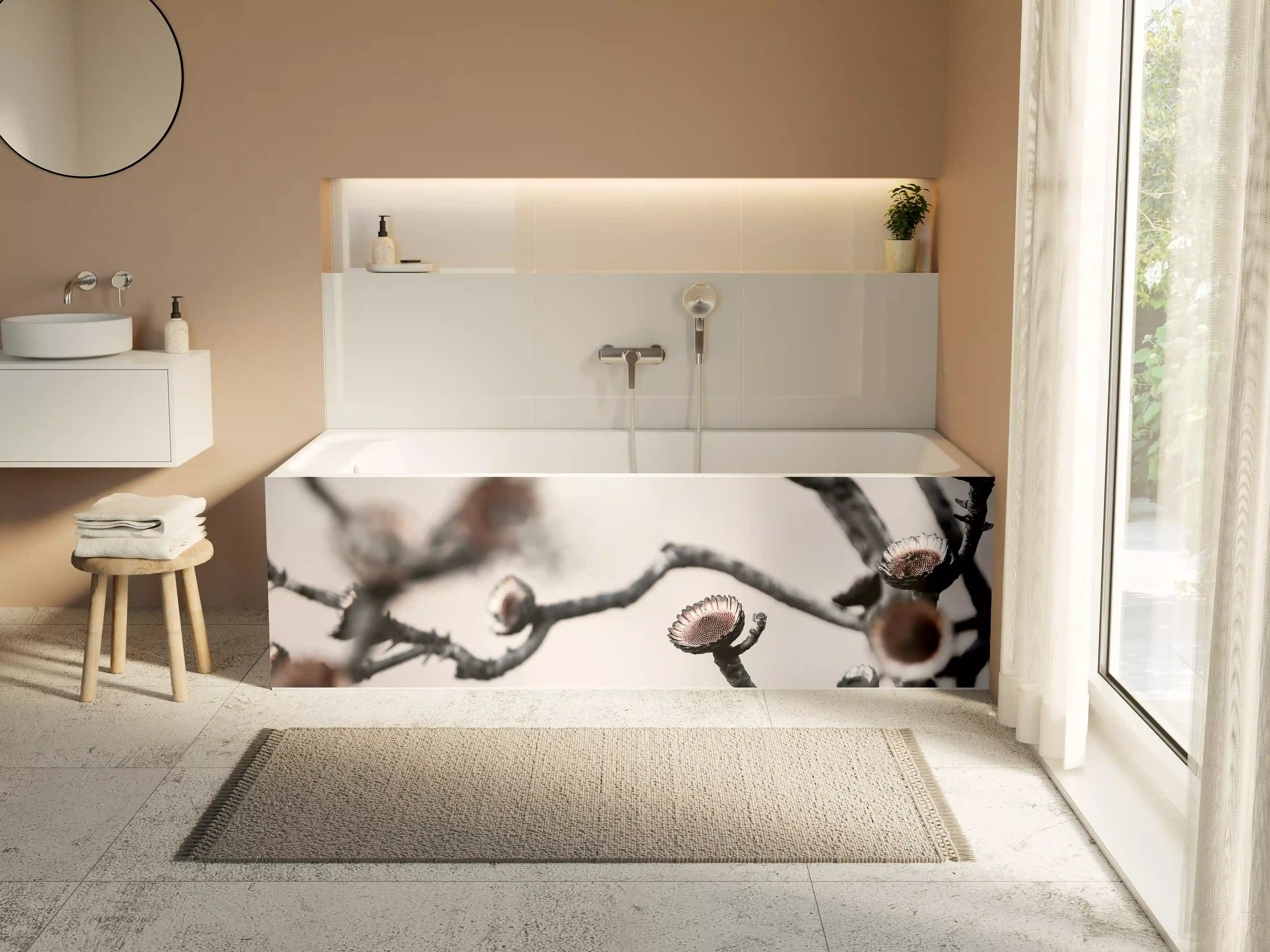 Badewannen-Rückwand - Kontrastreiches Ast-Motiv