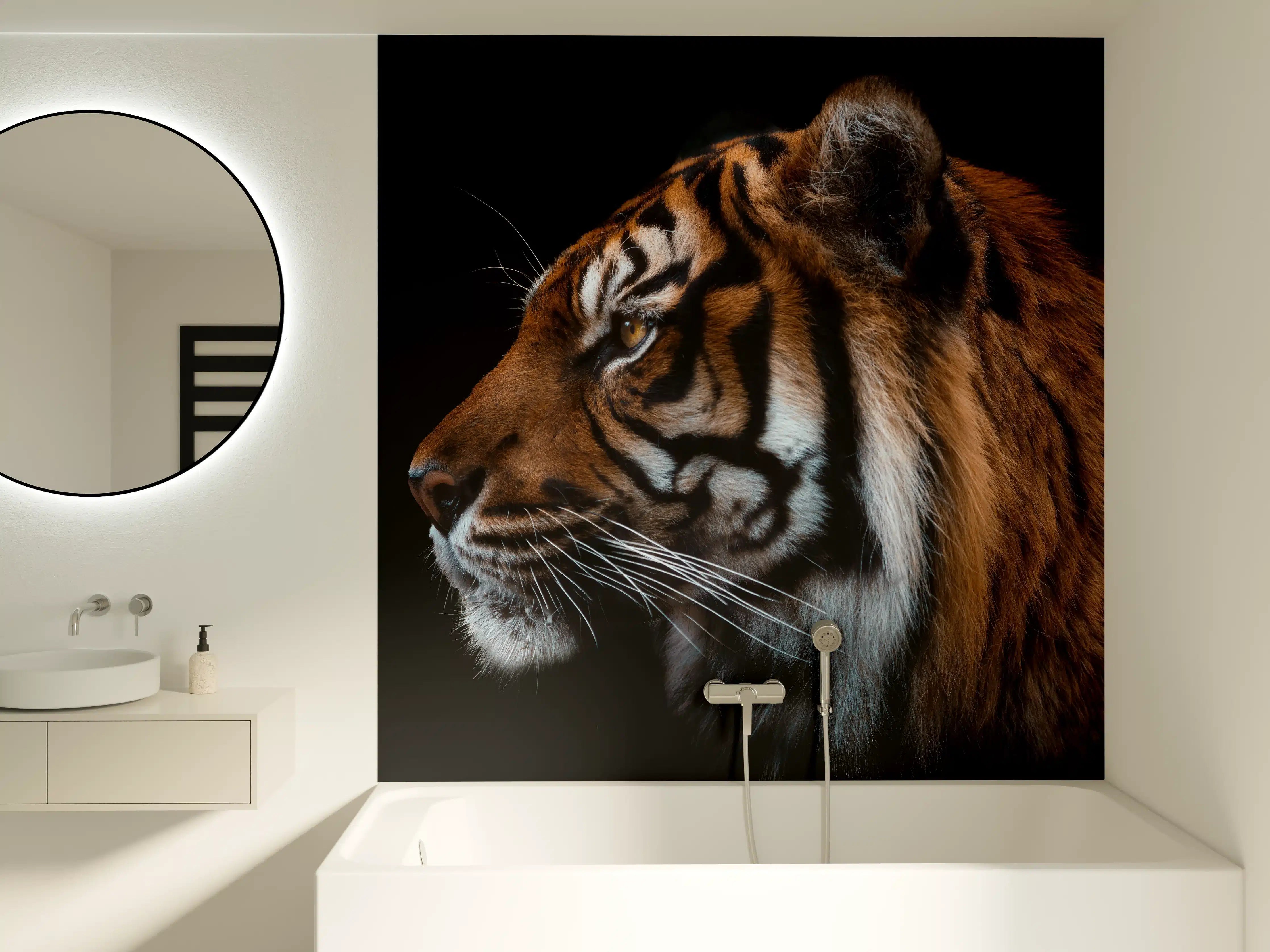 Badewannen-Rückwand - Kopf eines Sumatra-Tigers geschlossen