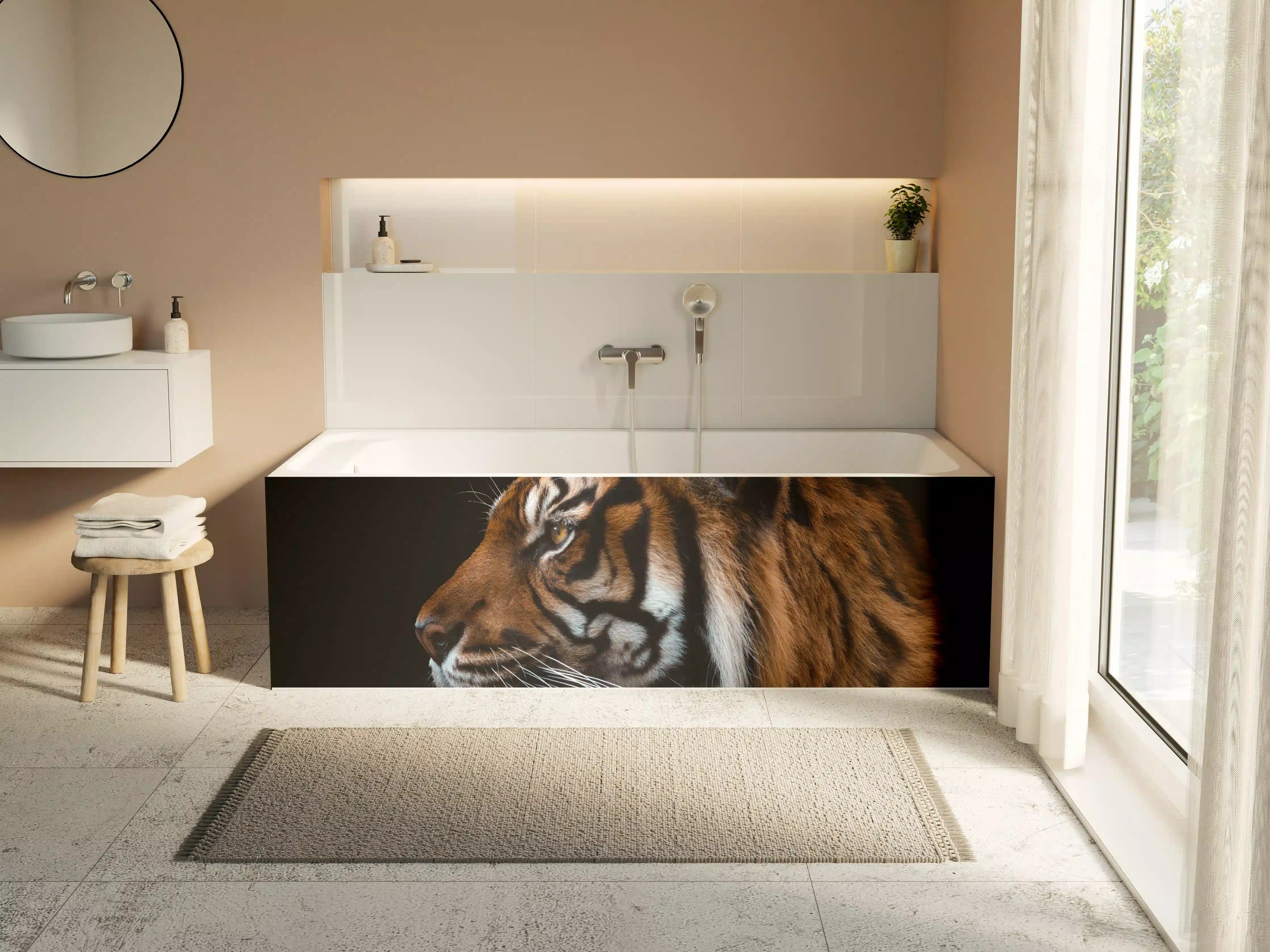 Badewannen-Rückwand - Kopf eines Sumatra-Tigers geschlossen