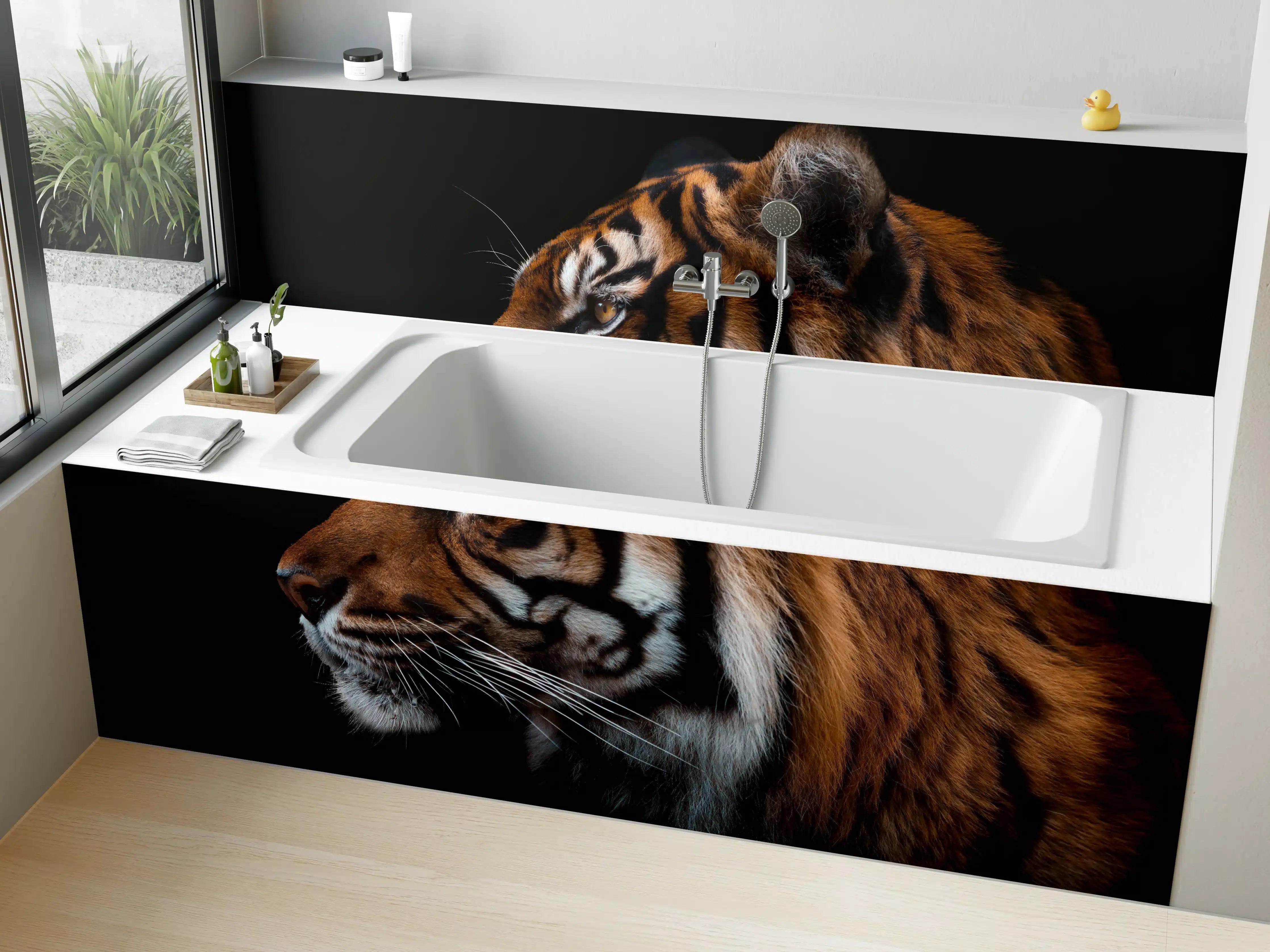 Badewannen-Rückwand - Kopf eines Sumatra-Tigers geschlossen