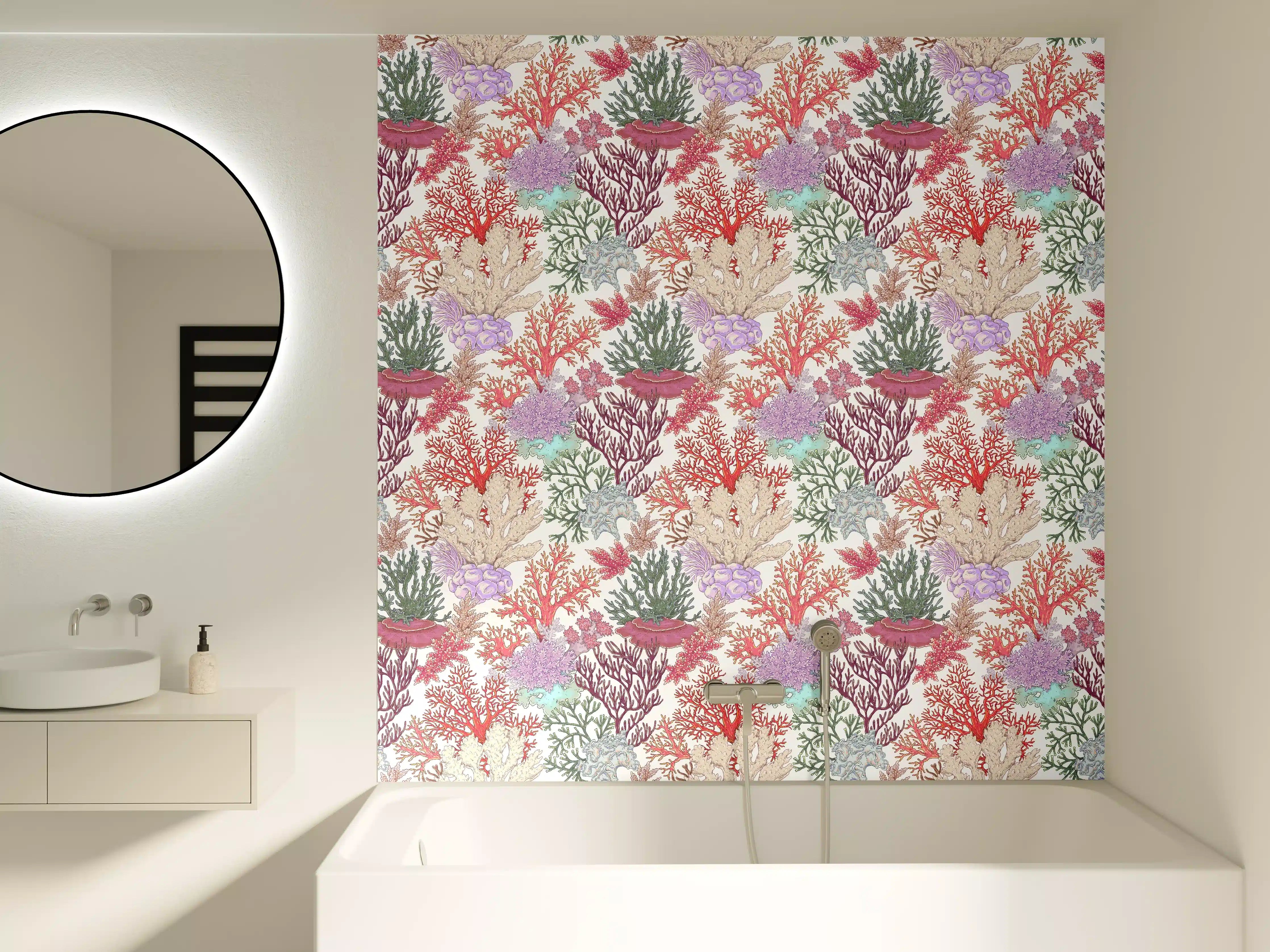 Badewannen-Rückwand - Korallenmuster Rosa-Beige