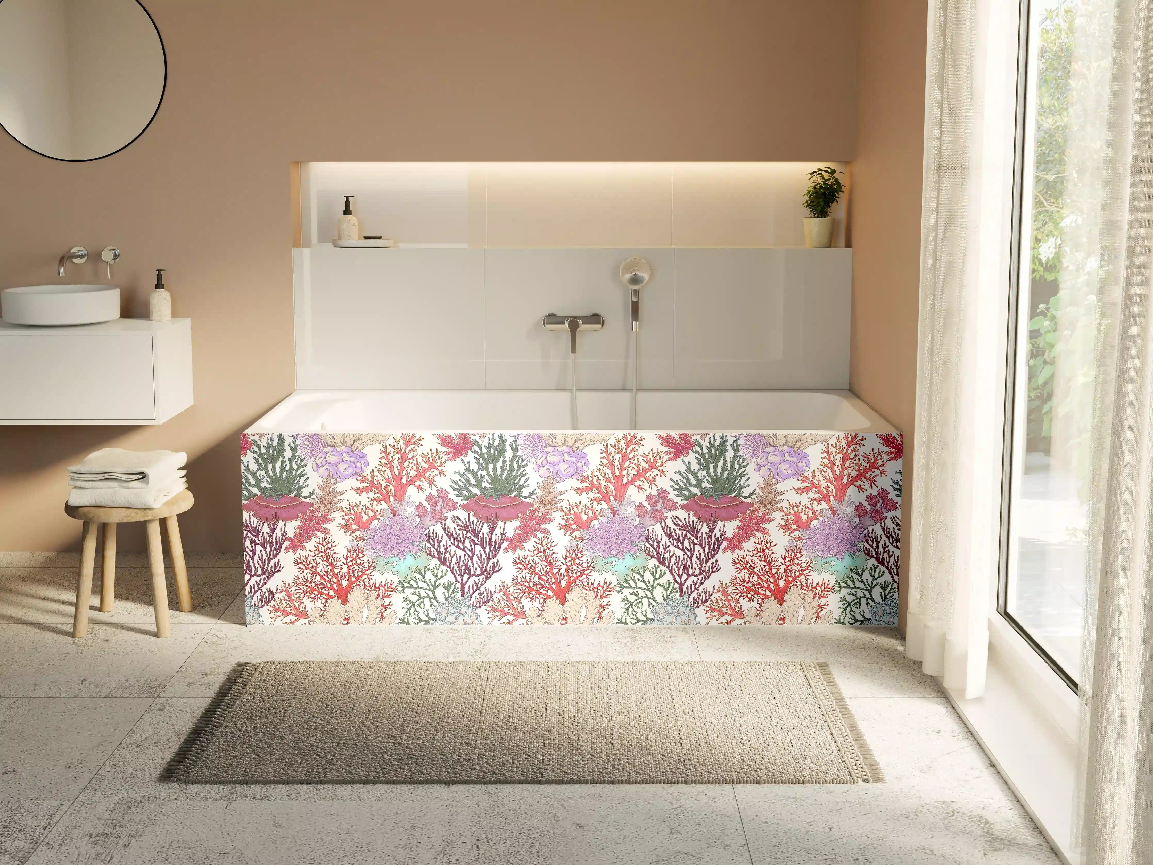 Badewannen-Rückwand - Korallenmuster Rosa-Beige