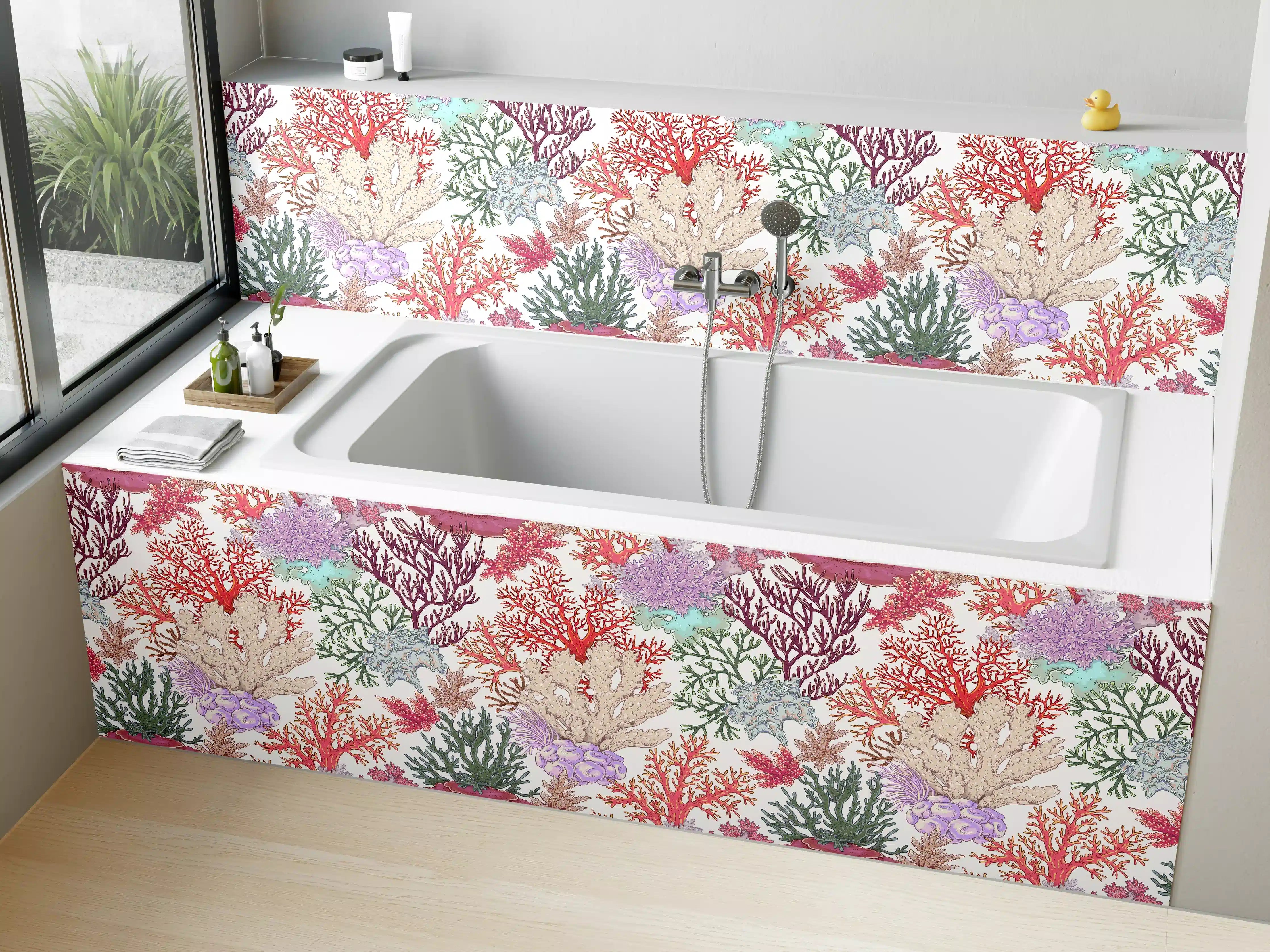 Badewannen-Rückwand - Korallenmuster Rosa-Beige