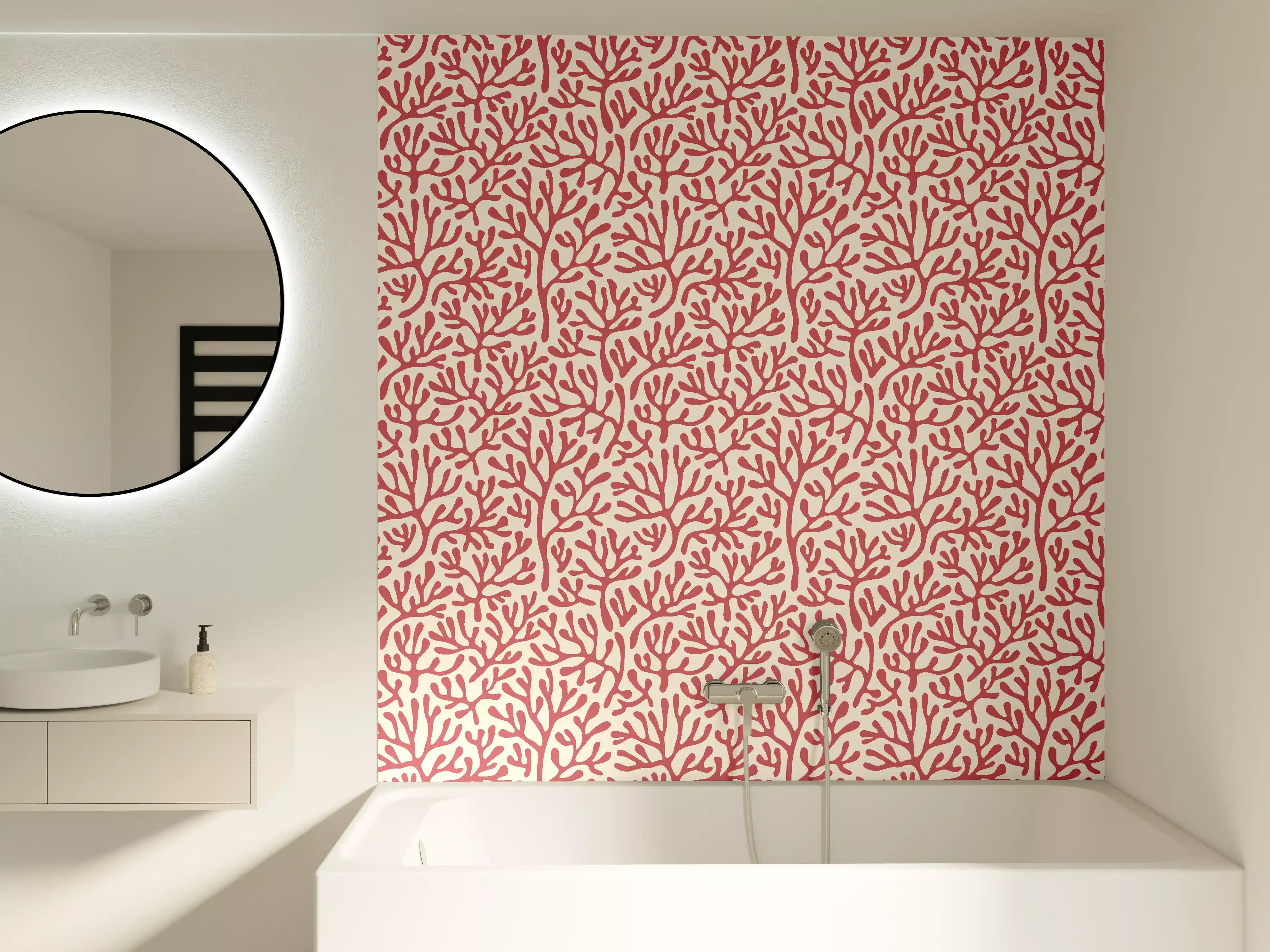 Badewannen-Rückwand - Korallenmuster Rot-Beige