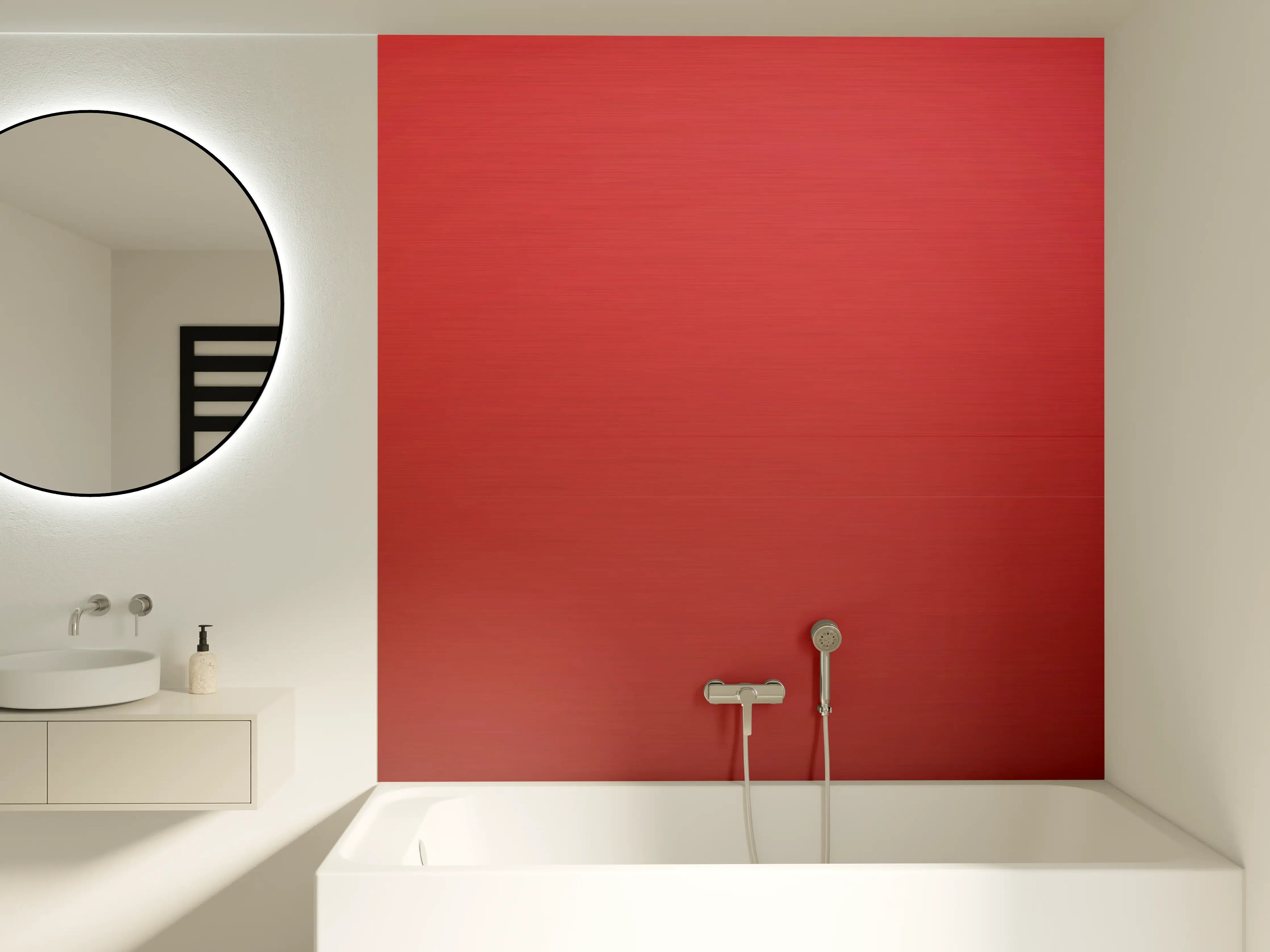 Badewannen-Rückwand - Kräftiges Rot Uni-Farbe