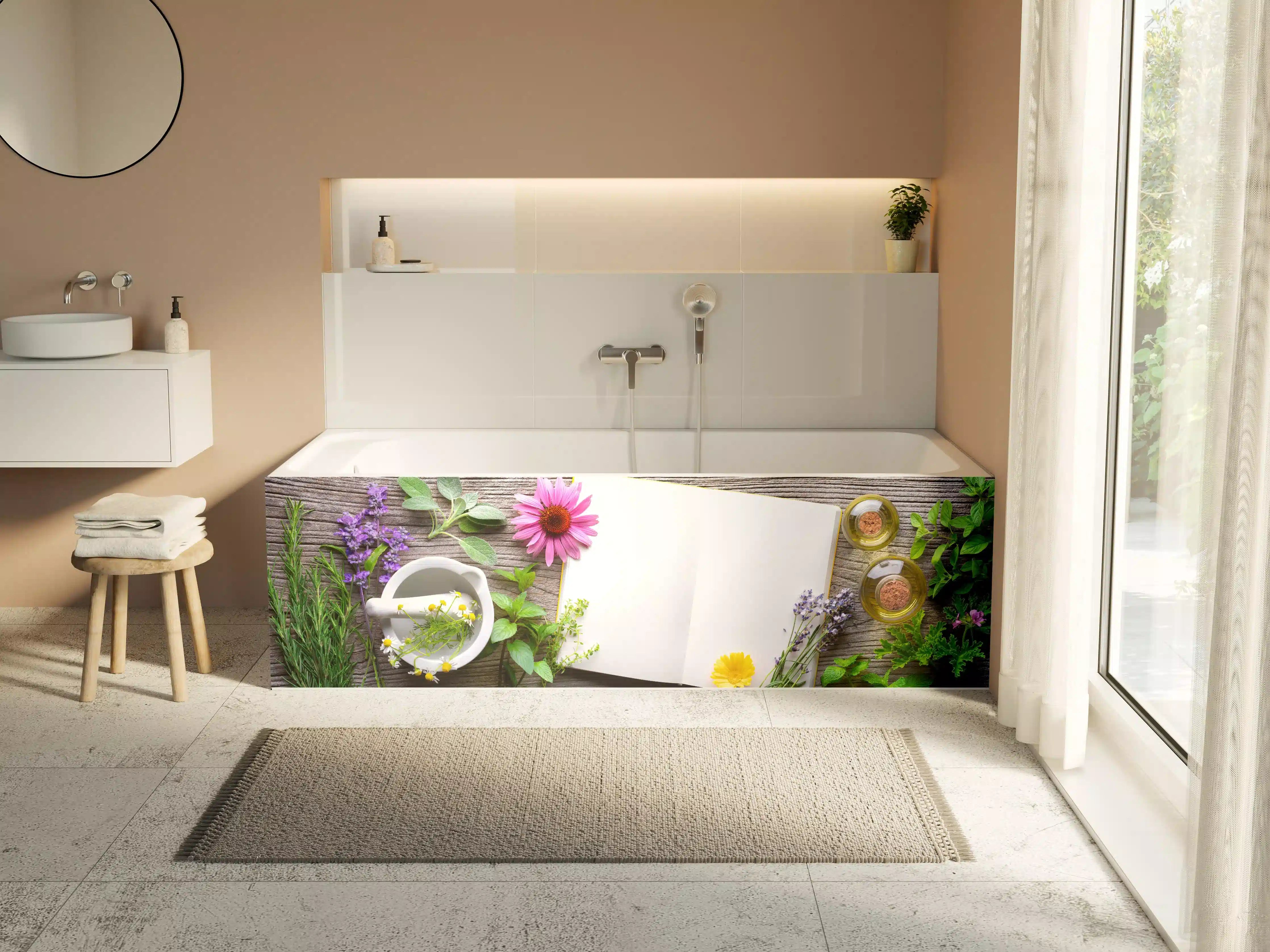 Badewannen-Rückwand - Kräuter & Blumen