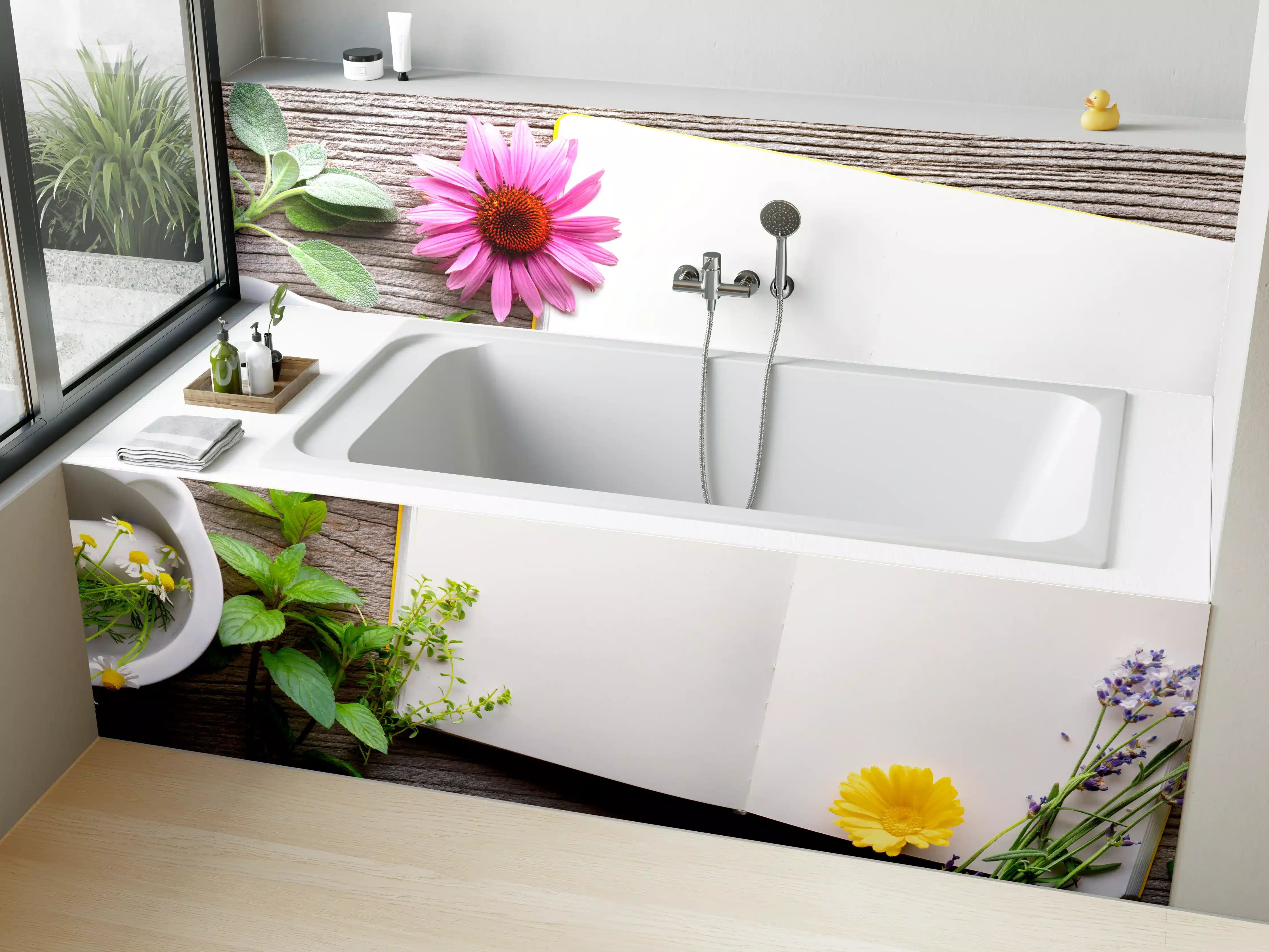 Badewannen-Rückwand - Kräuter & Blumen