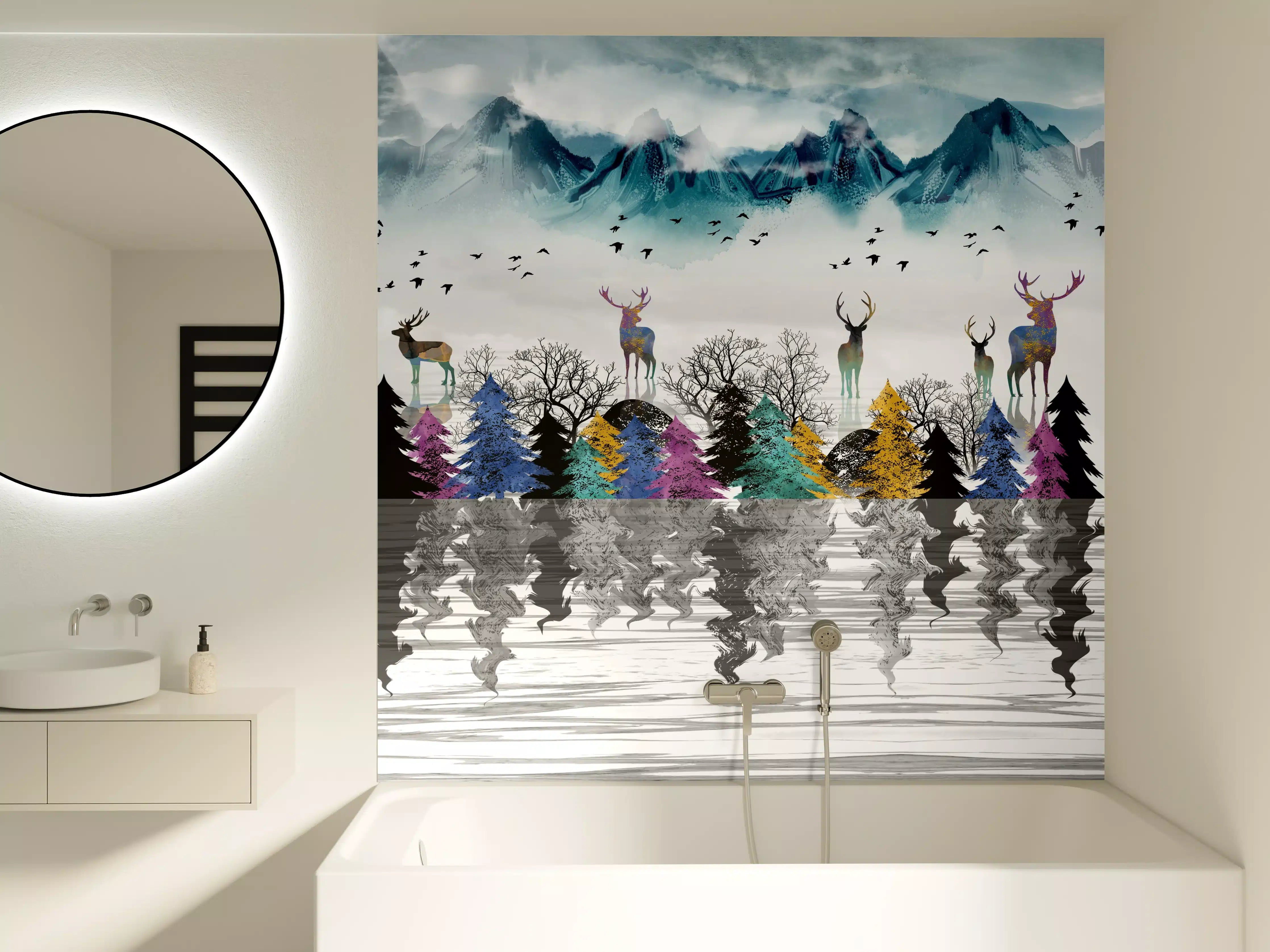Badewannen-Rückwand - Künstlerische Landschaft - Portrait