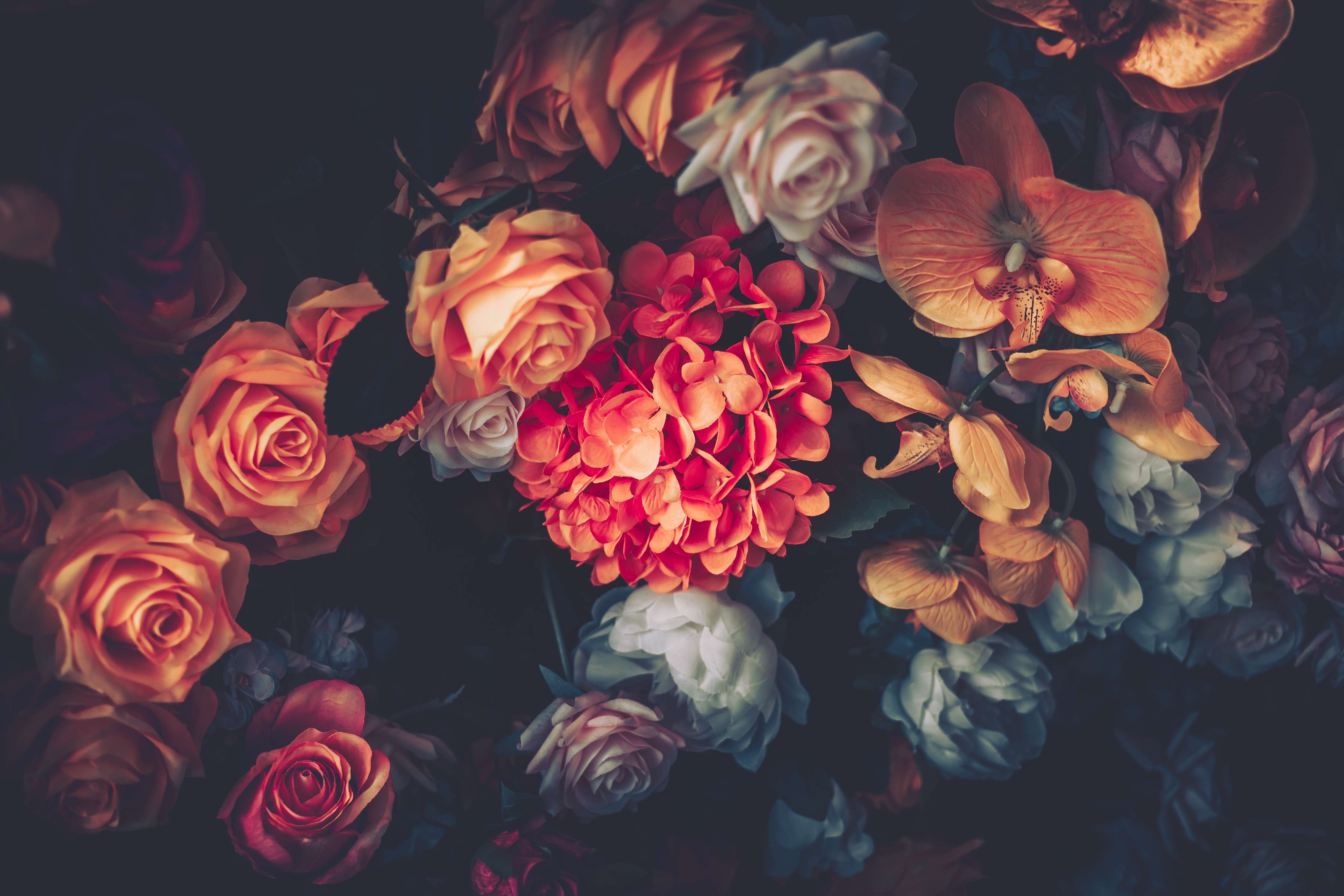 Badewannen-Rückwand-Künstliche Blumen im Vintage-Stil - Matt