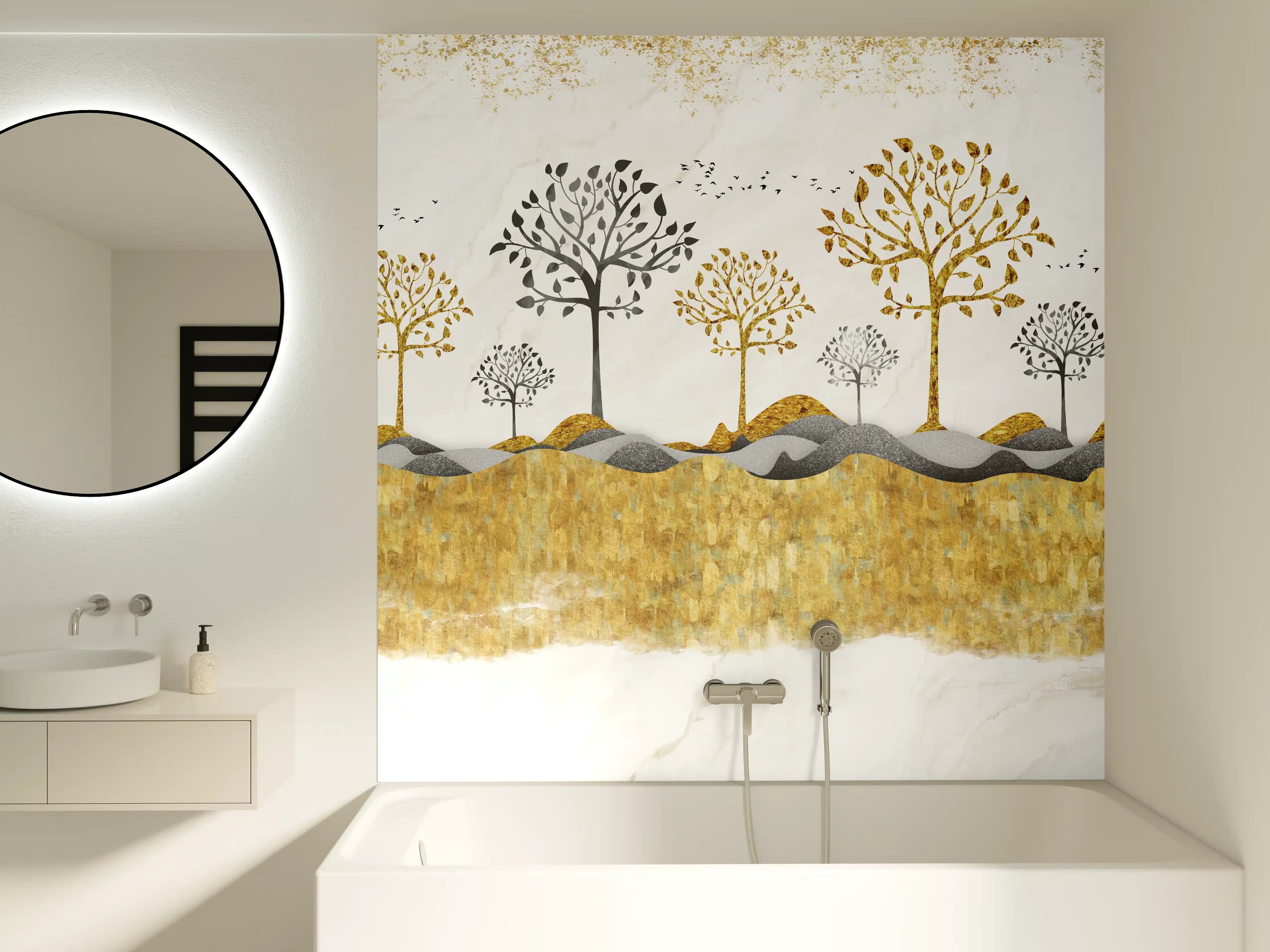 Badewannen-Rückwand - Kunsttapete einer Landschaft