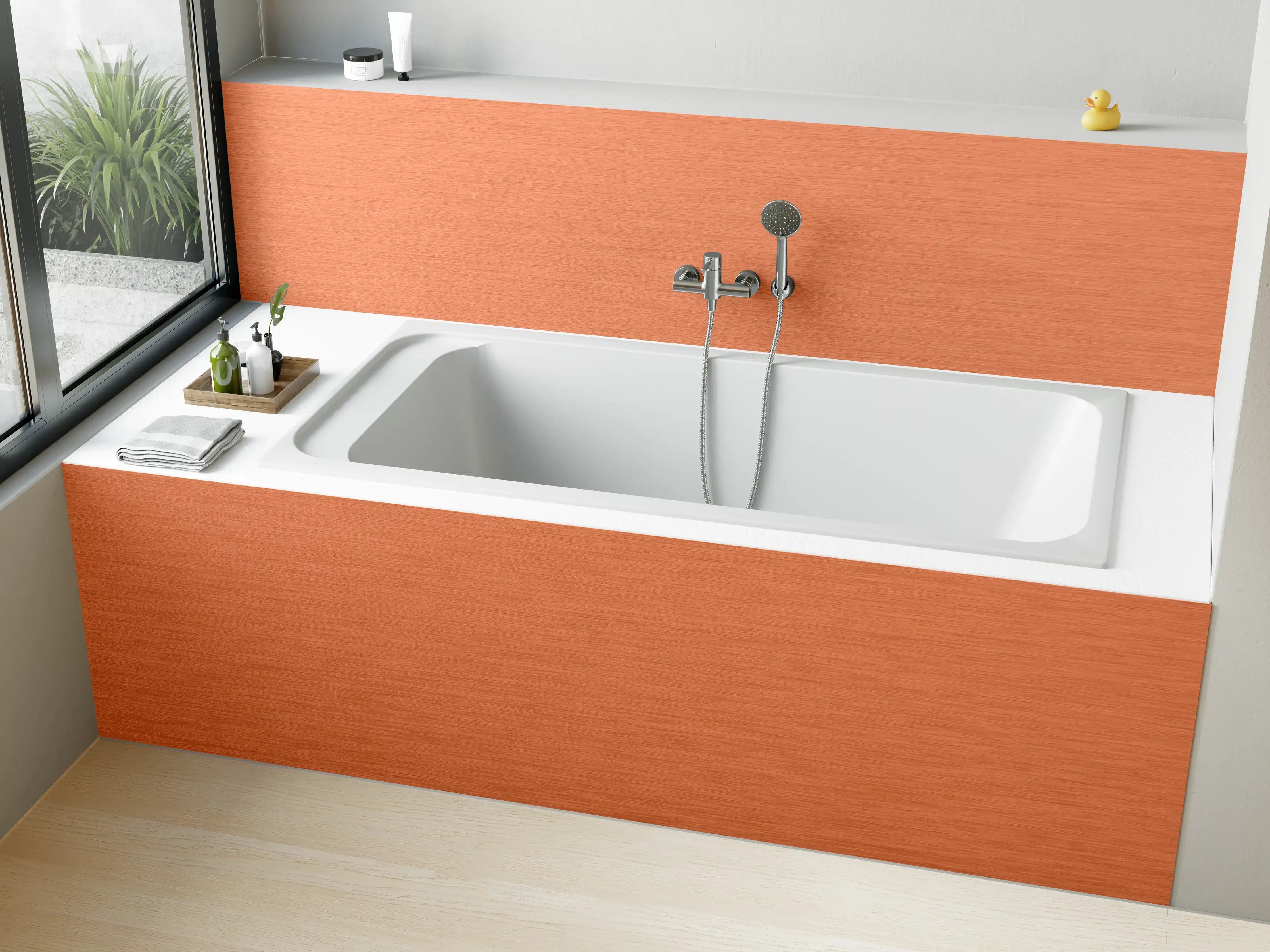 Badewannen-Rückwand - Kupferfarbene Metalltextur