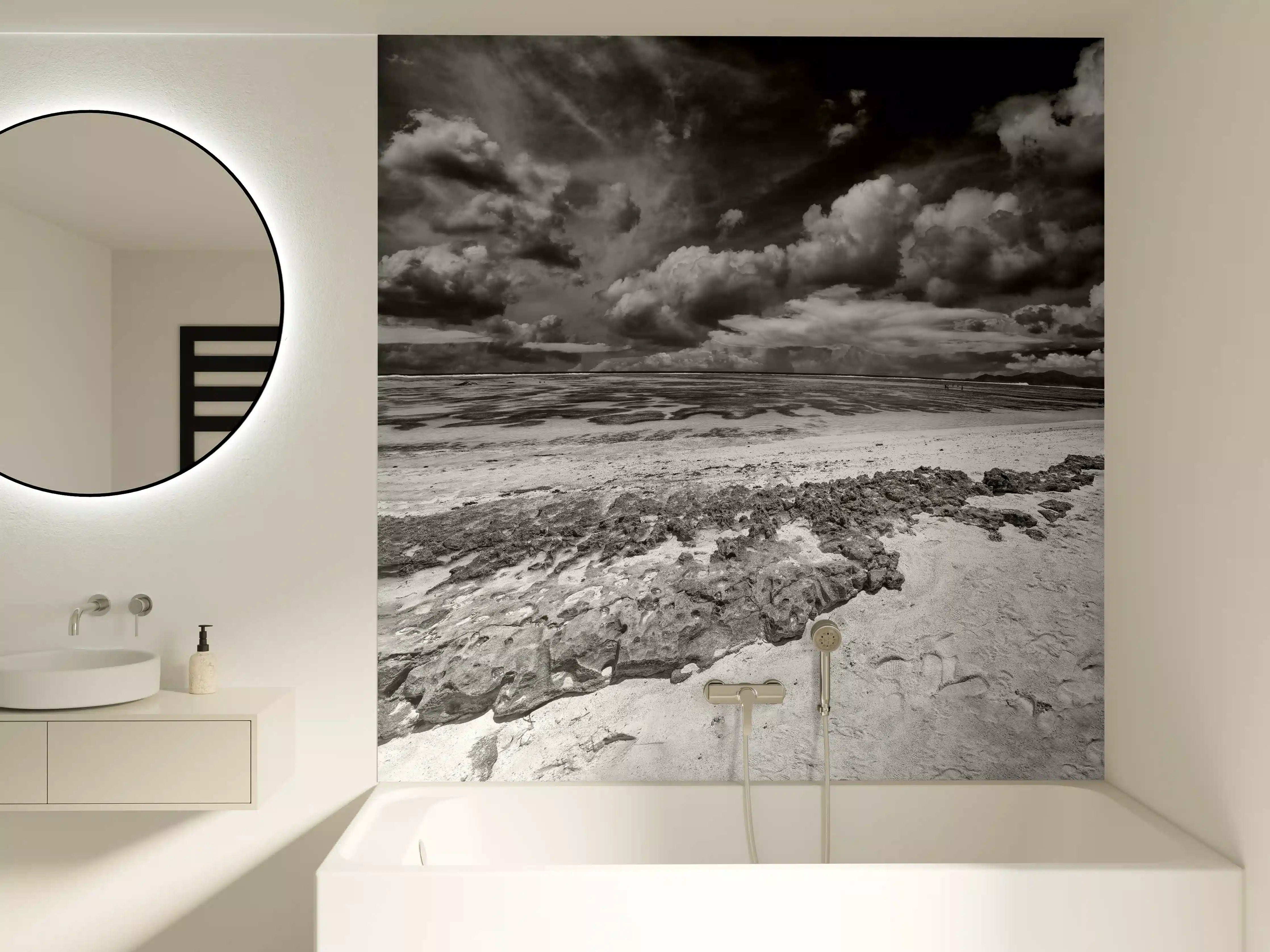 Badewannen-Rückwand - La Digue Meer und Felsen