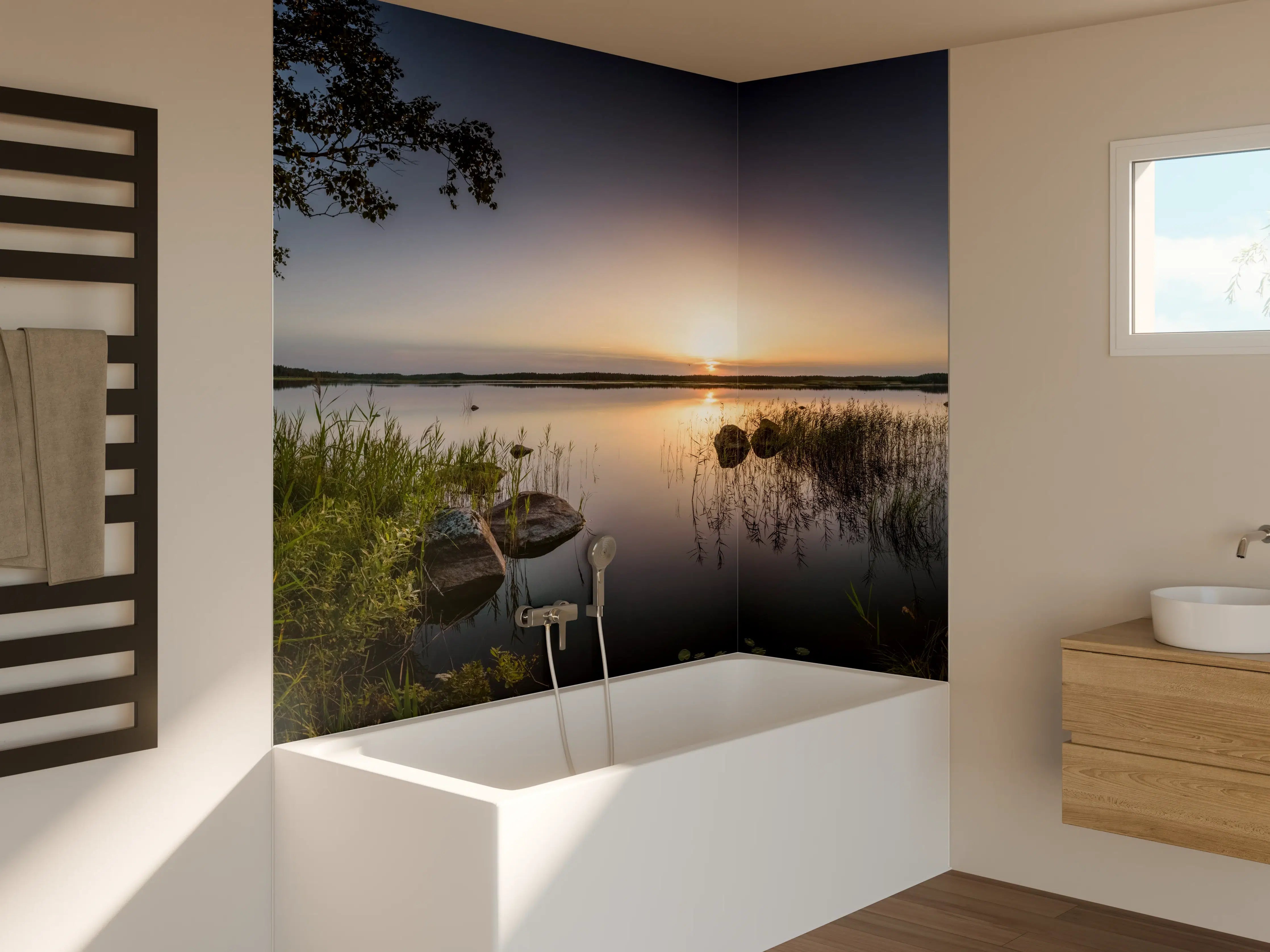 Badewannen-Rückwand - Landschaft in der Dämmerung - Sonnenuntergang