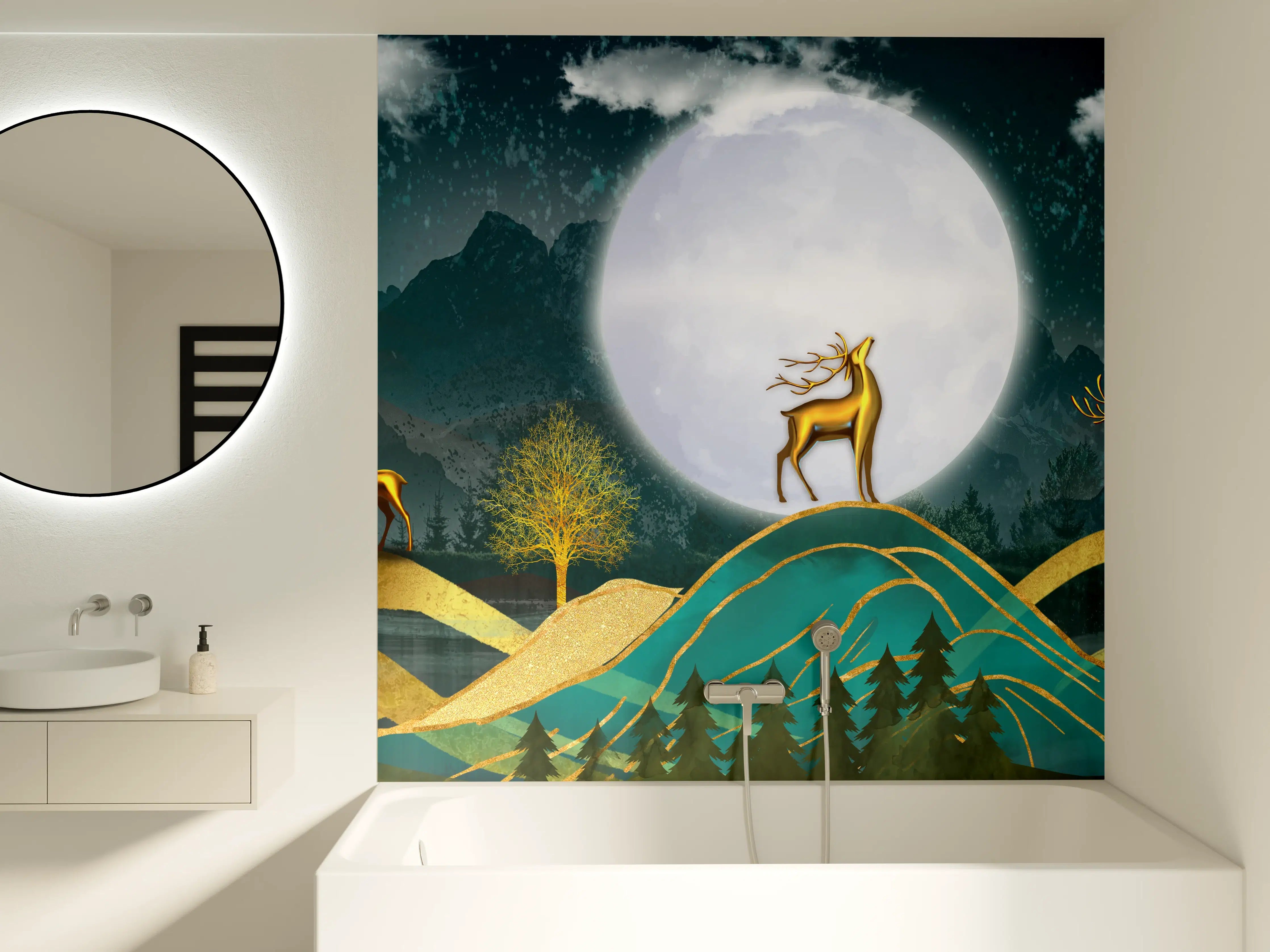 Badewannen-Rückwand - Landschafts Darstellung - Grafik
