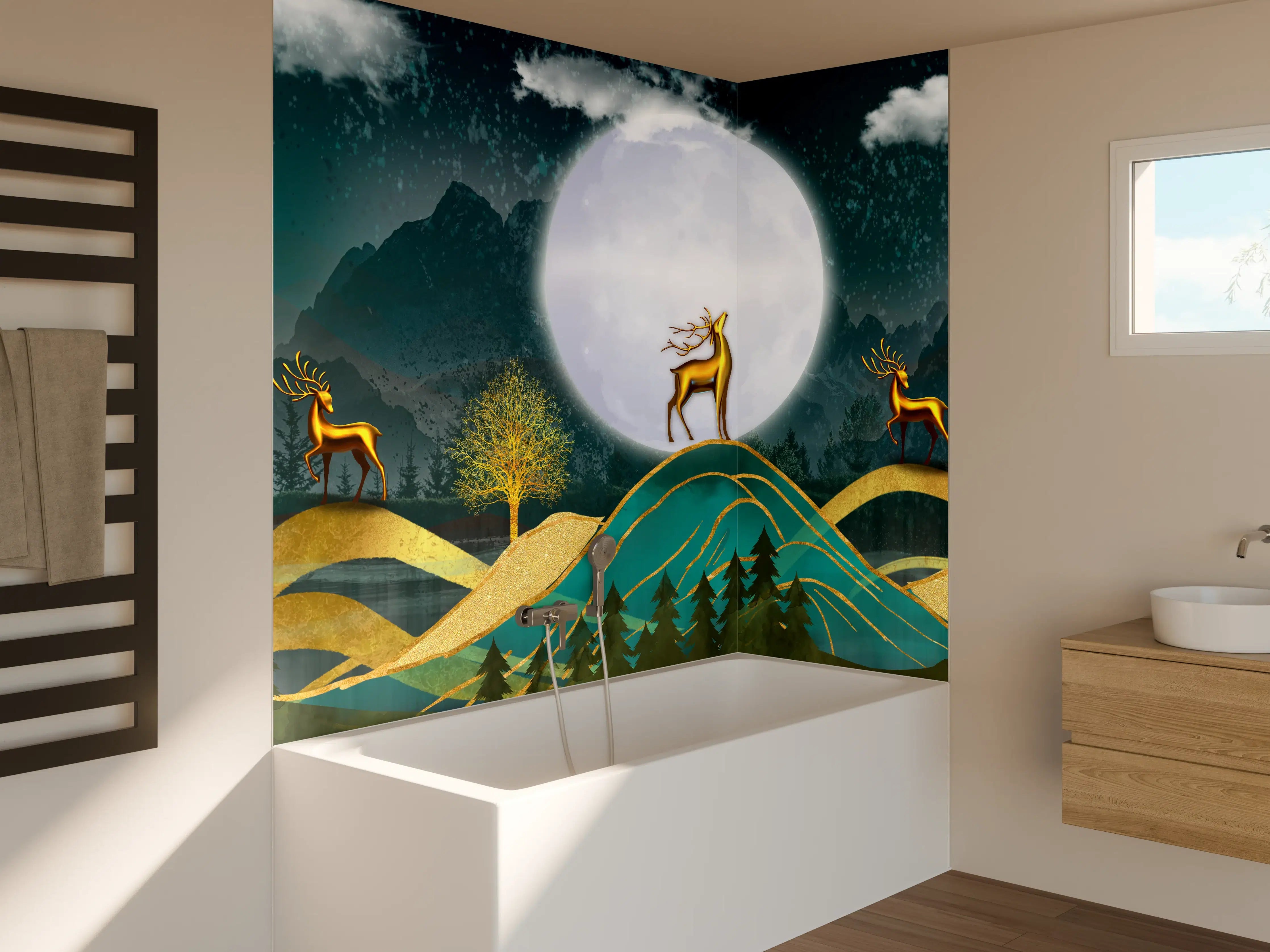 Badewannen-Rückwand - Landschafts Darstellung - Grafik