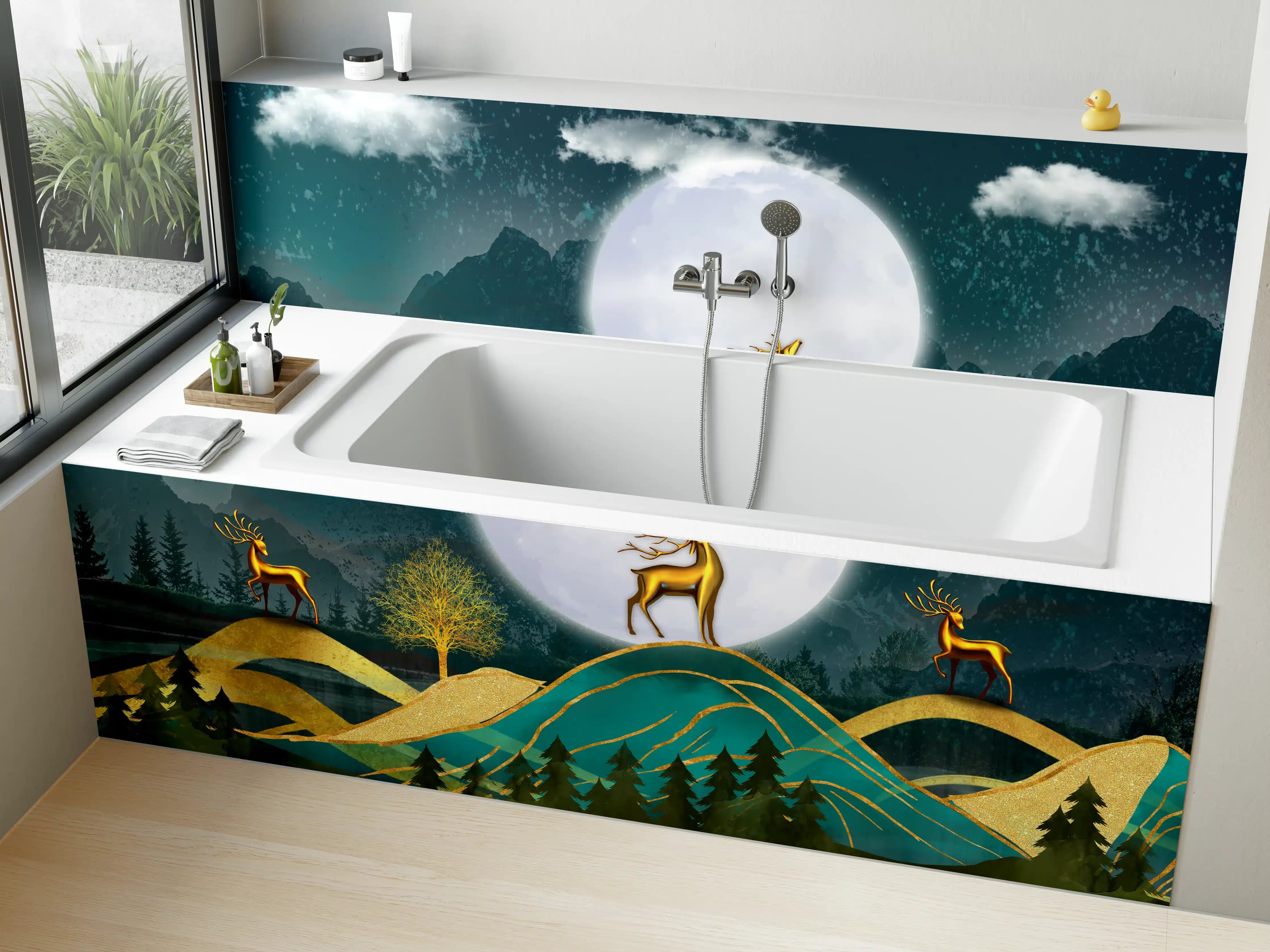 Badewannen-Rückwand - Landschafts Darstellung - Grafik
