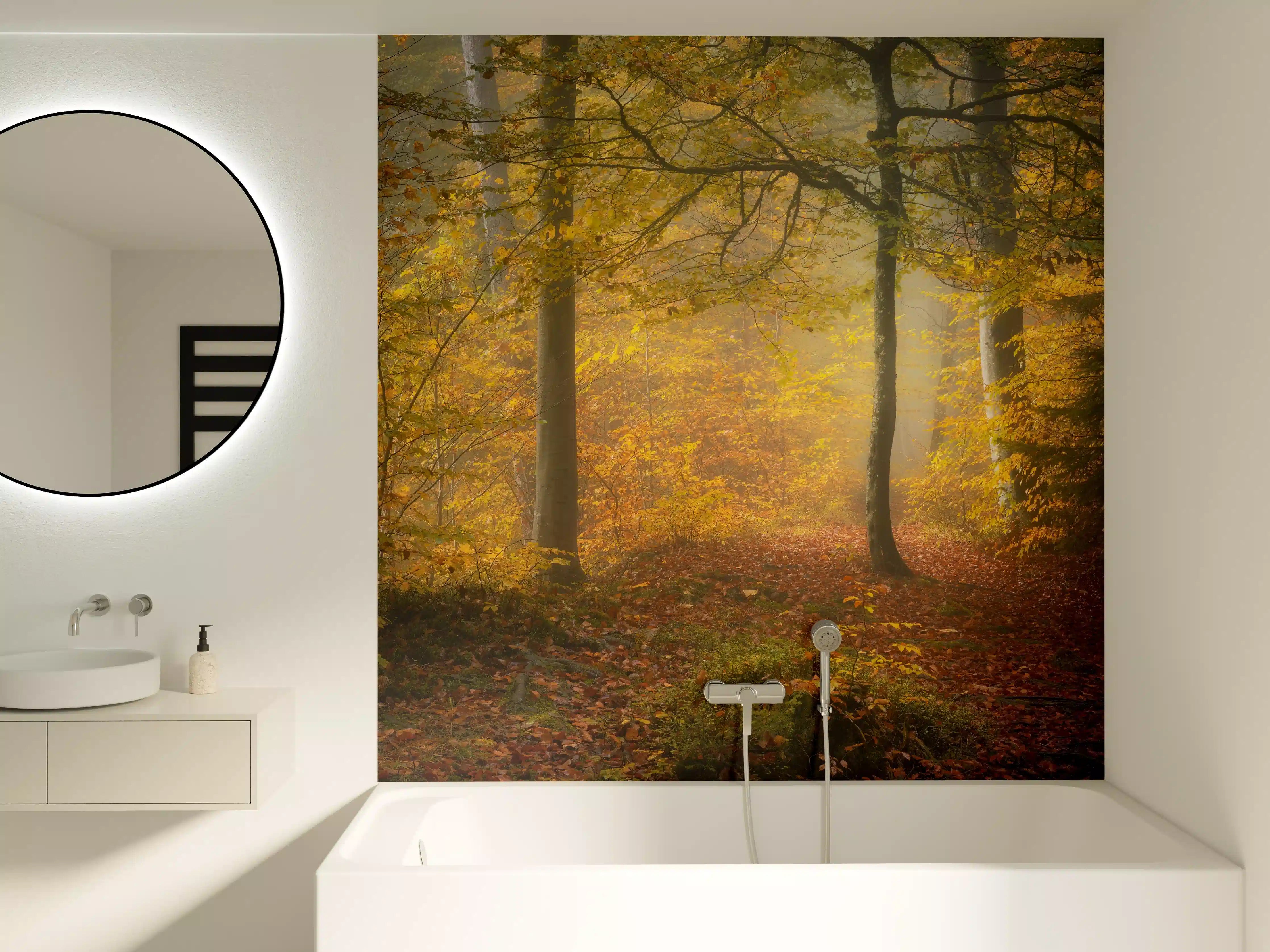 Badewannen-Rückwand - Laub im Wald