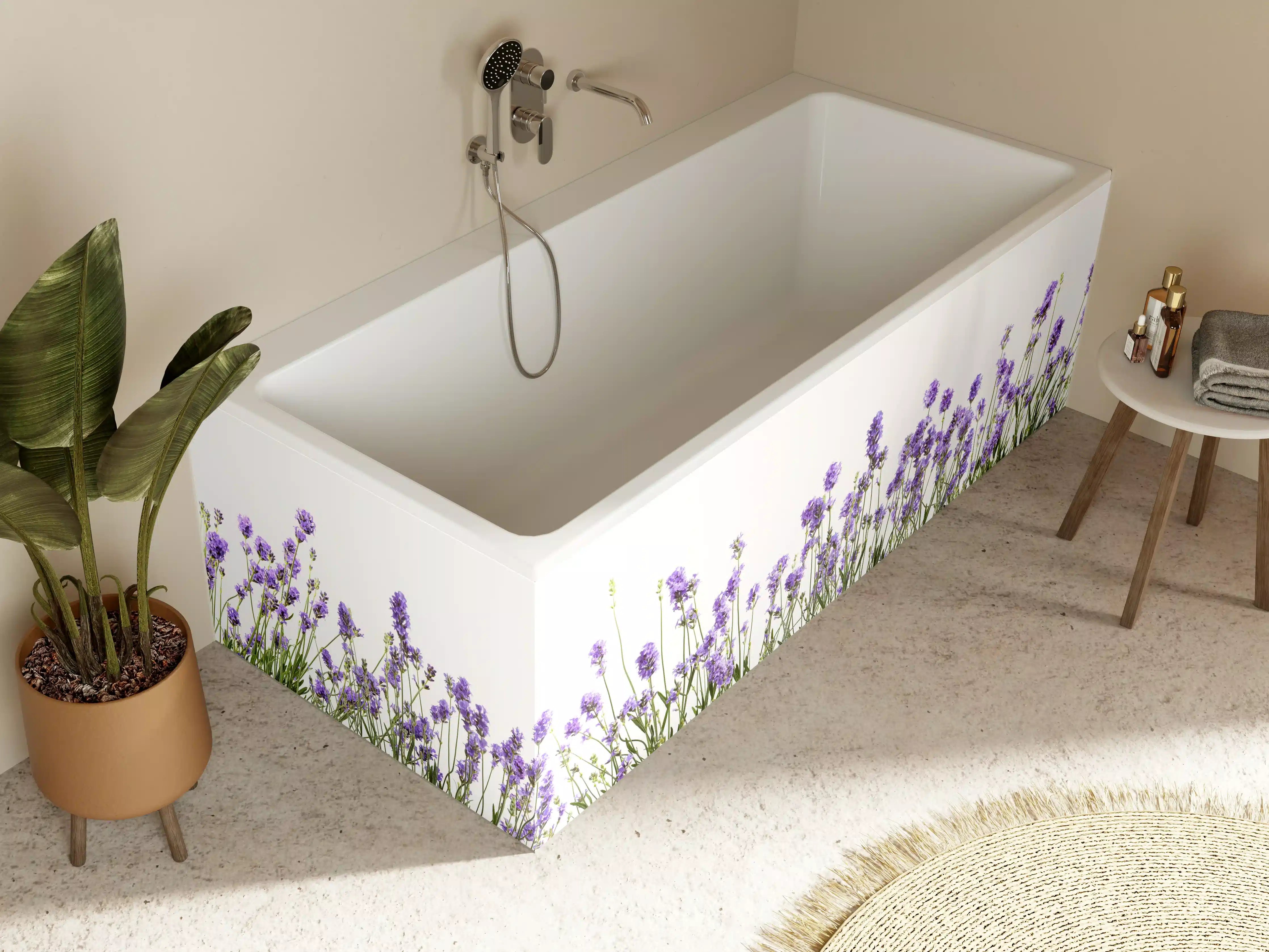 Badewannen-Rückwand - Lavendelblüten in sanften Lilatönen