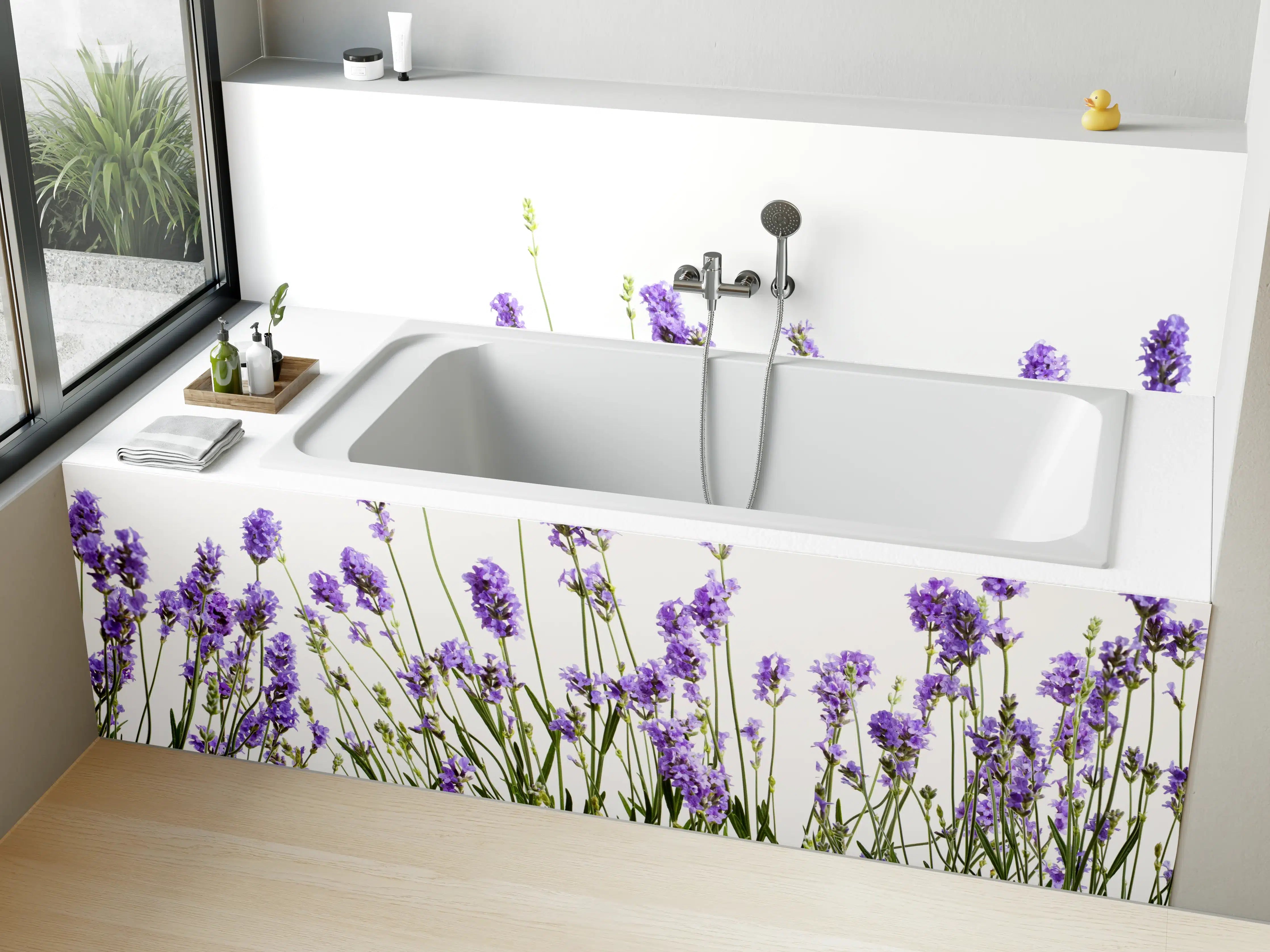 Badewannen-Rückwand - Lavendelblüten in sanften Lilatönen