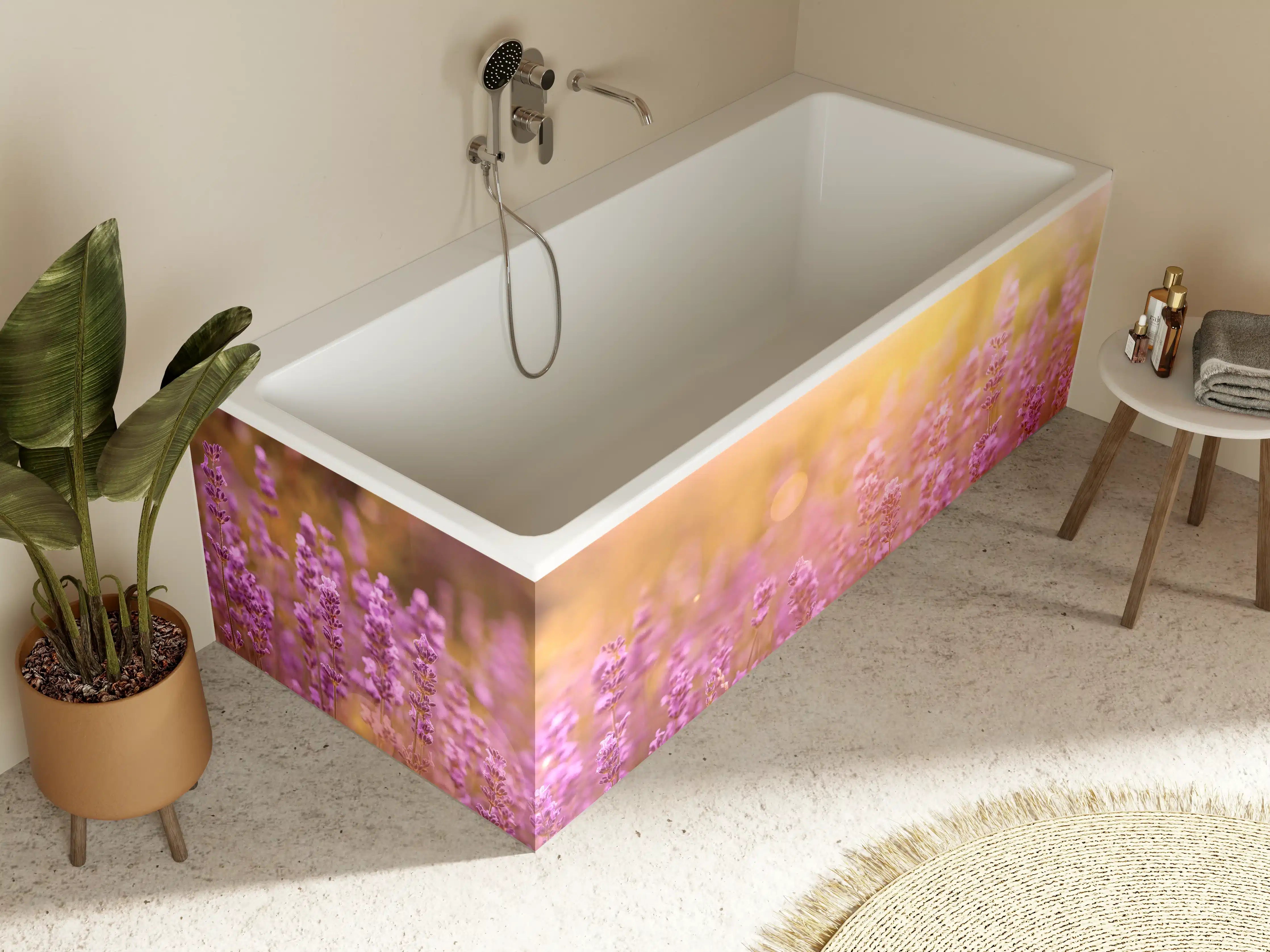 Badewannen-Rückwand - Lavendelfeld im warmen Abendlicht