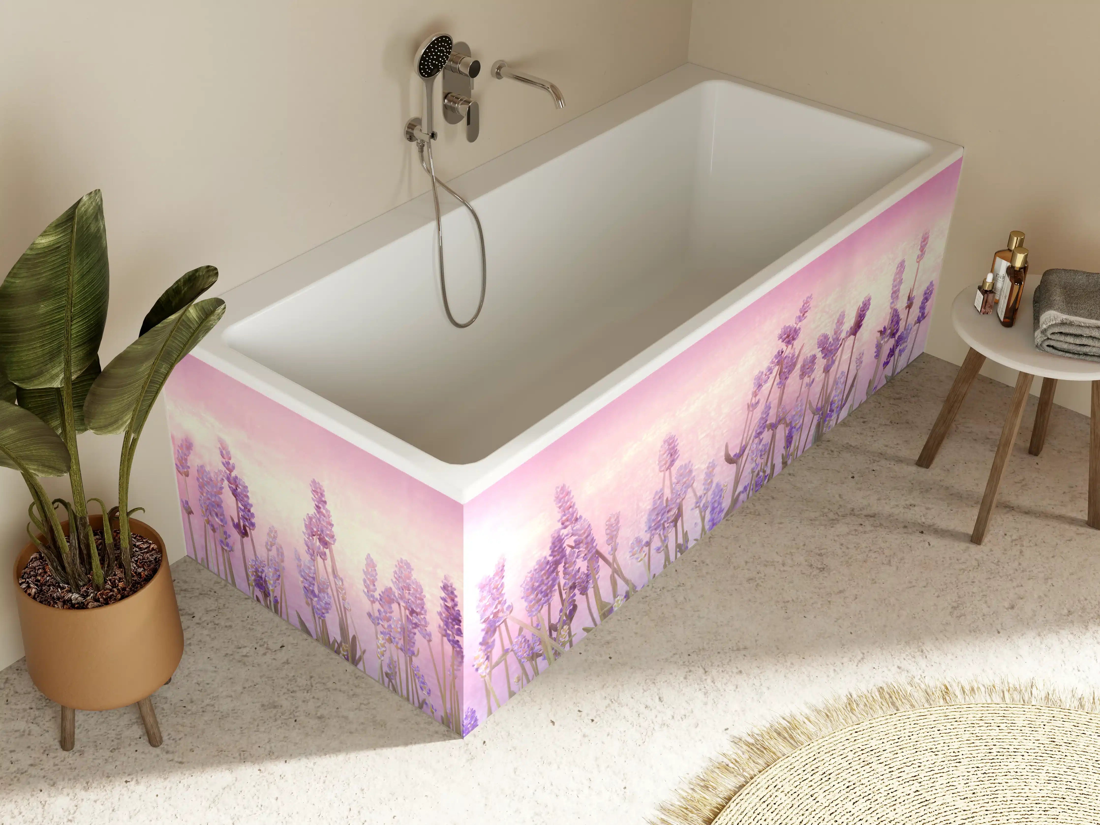 Badewannen-Rückwand - Lavendelwiese Rosa-Lila