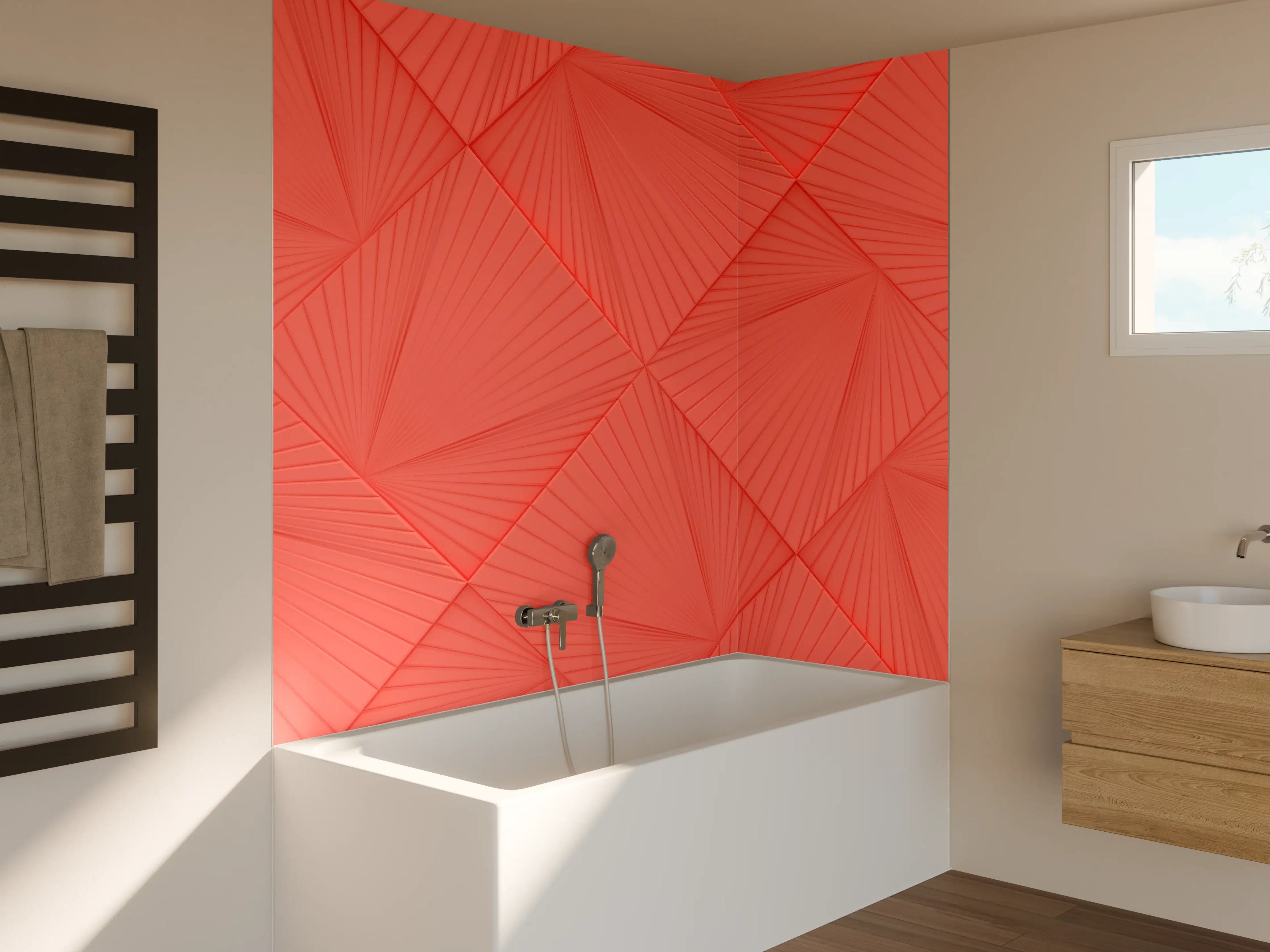 Badewannen-Rückwand - Lebendige Korallen-Geometrie