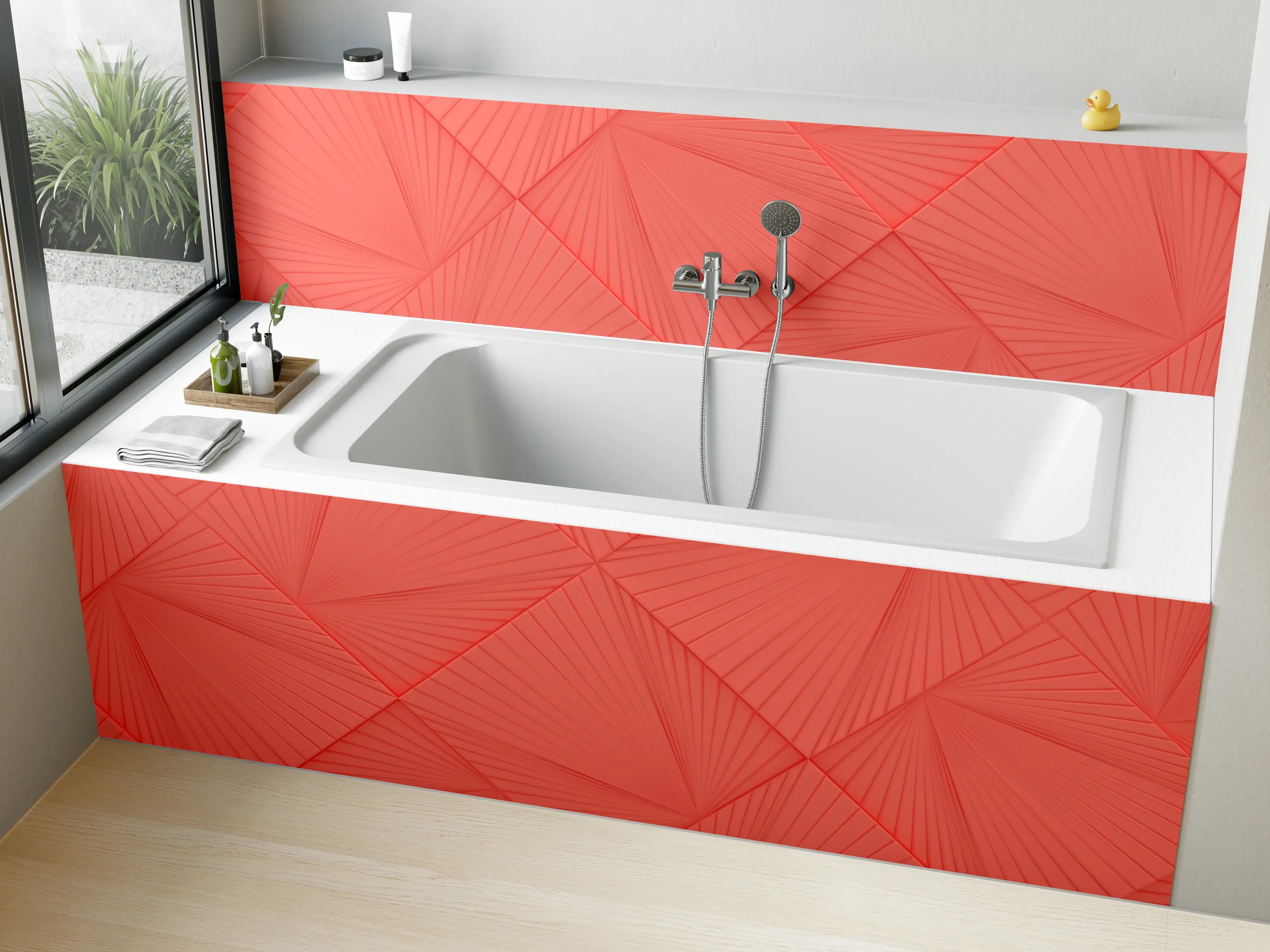 Badewannen-Rückwand - Lebendige Korallen-Geometrie