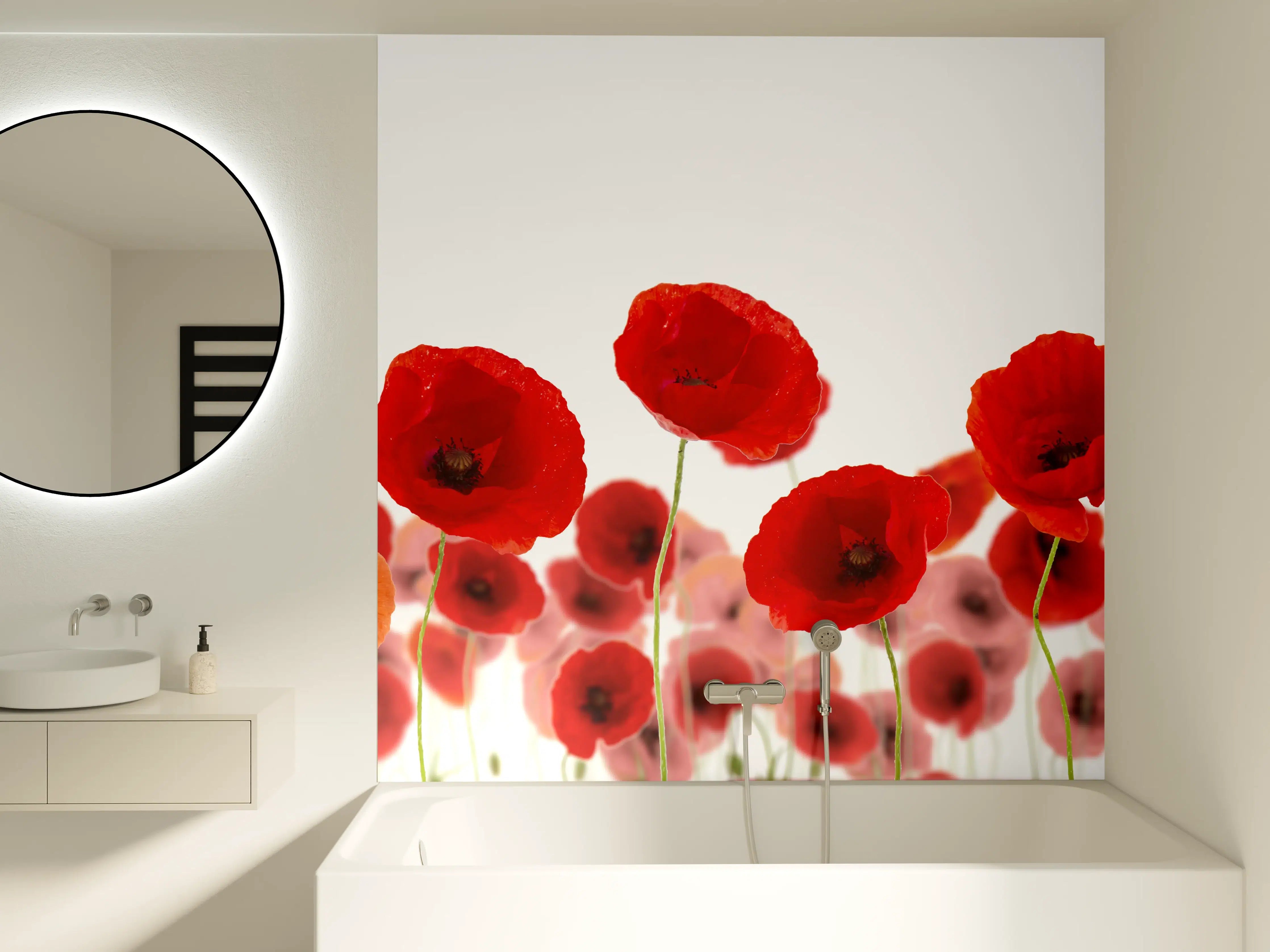 Badewannen-Rückwand - Lebendige Mohnblumen im Nahaufnahme