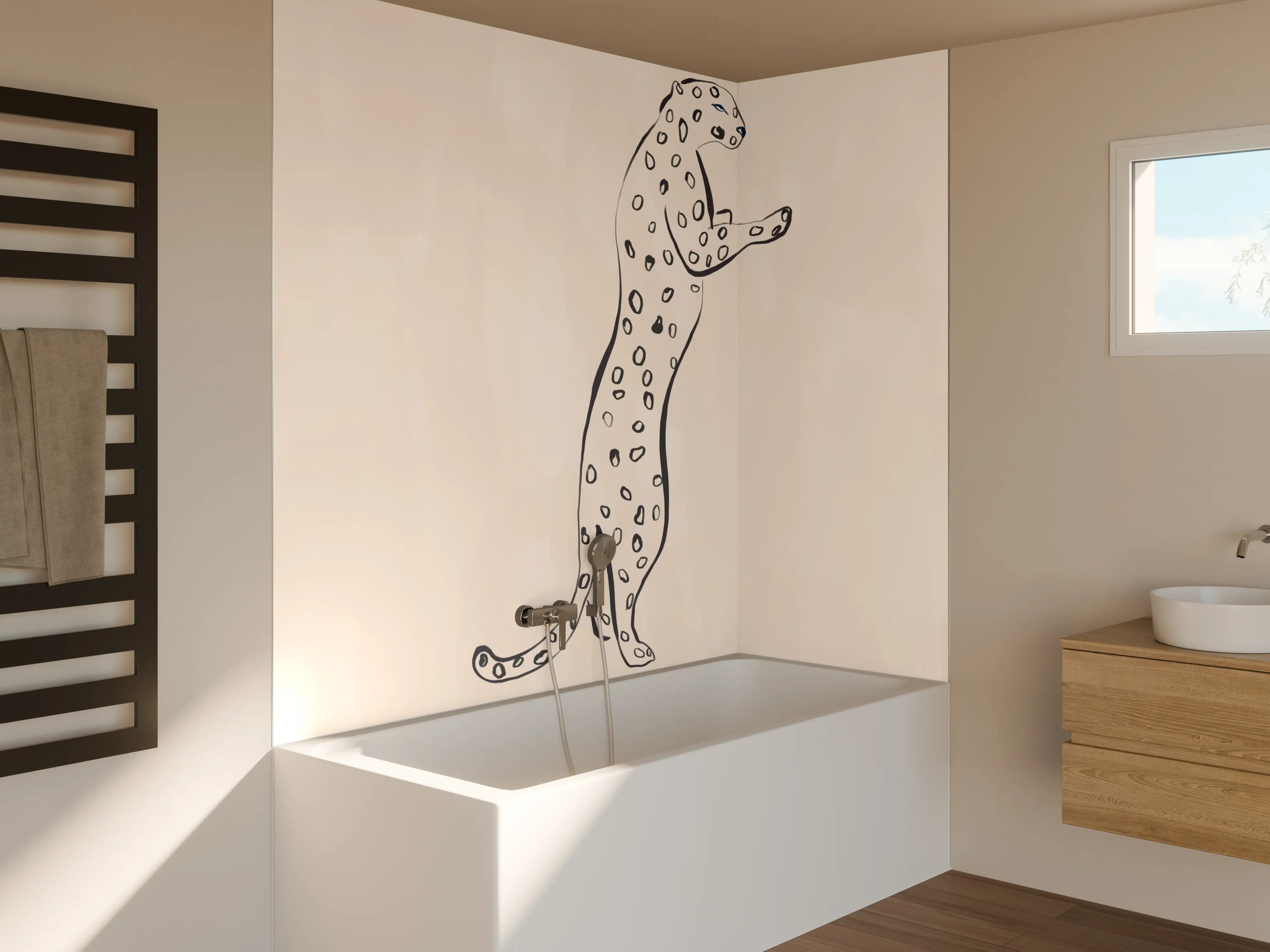 Badewannen-Rückwand - Leopard - Einfache Zeichnung
