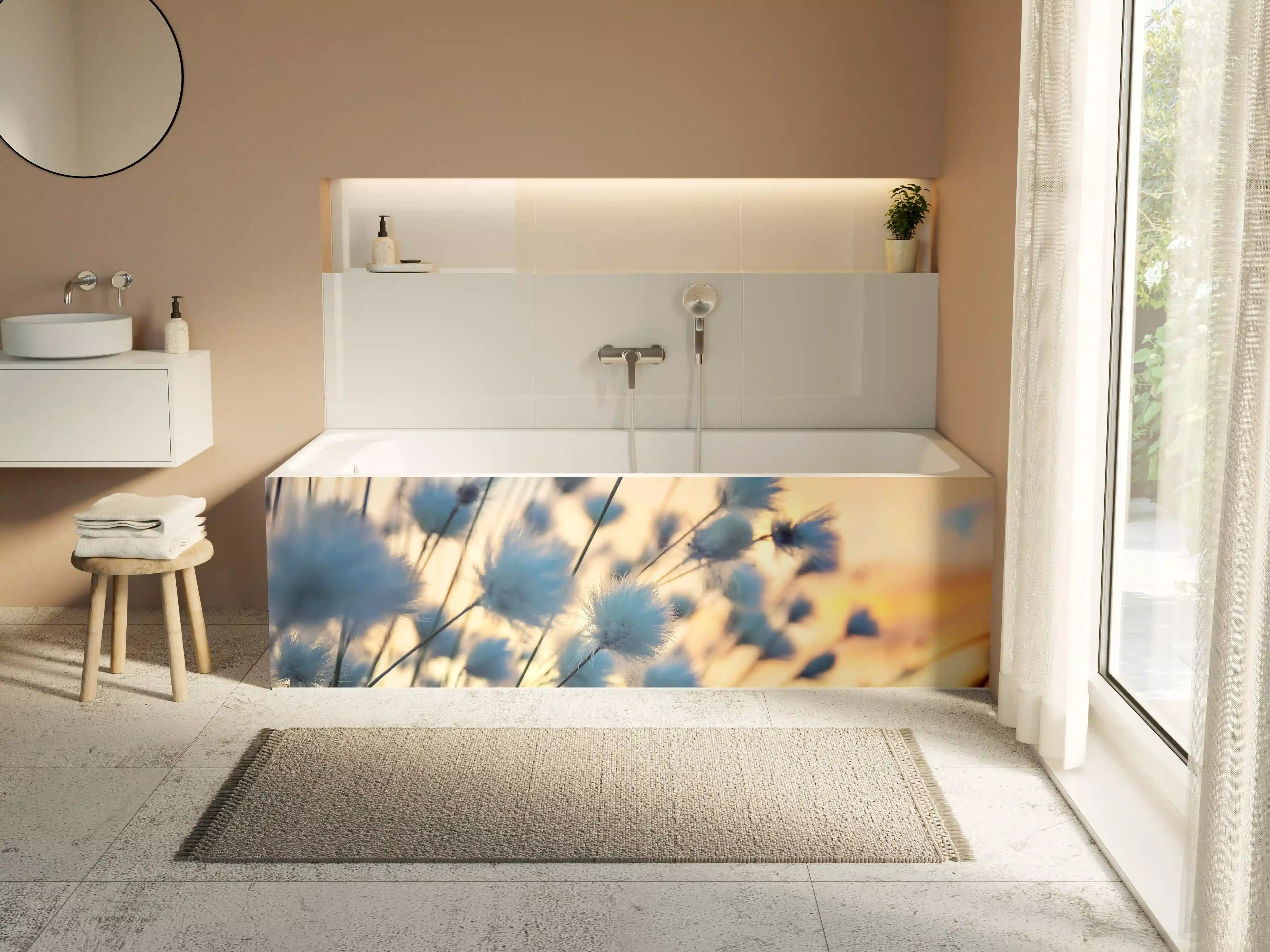 Badewannen-Rückwand - Leuchtende Baumwollfelder bei Sonnenuntergang