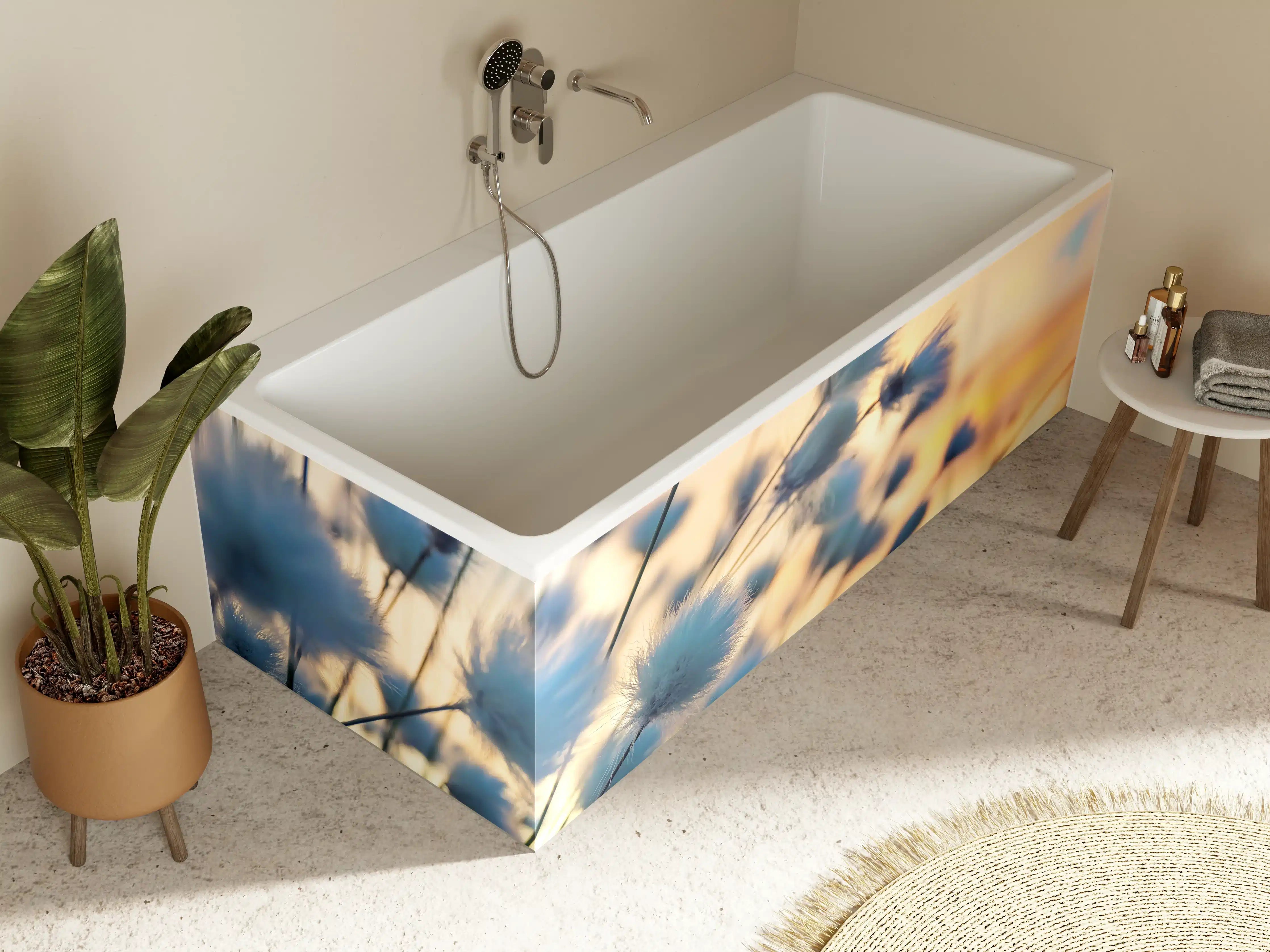 Badewannen-Rückwand - Leuchtende Baumwollfelder bei Sonnenuntergang