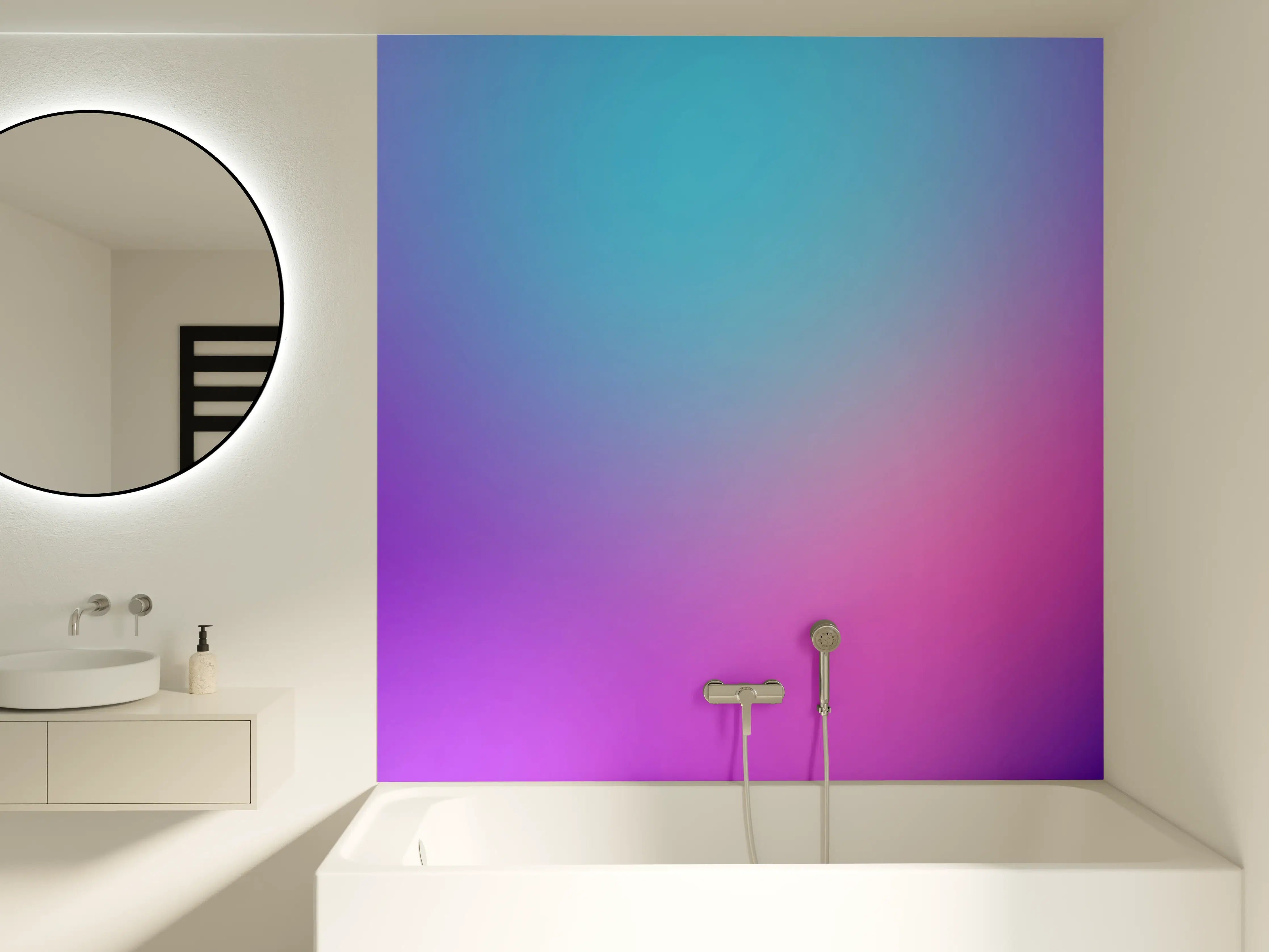 Badewannen-Rückwand - Leuchtender Lila-Pink Farbverlauf