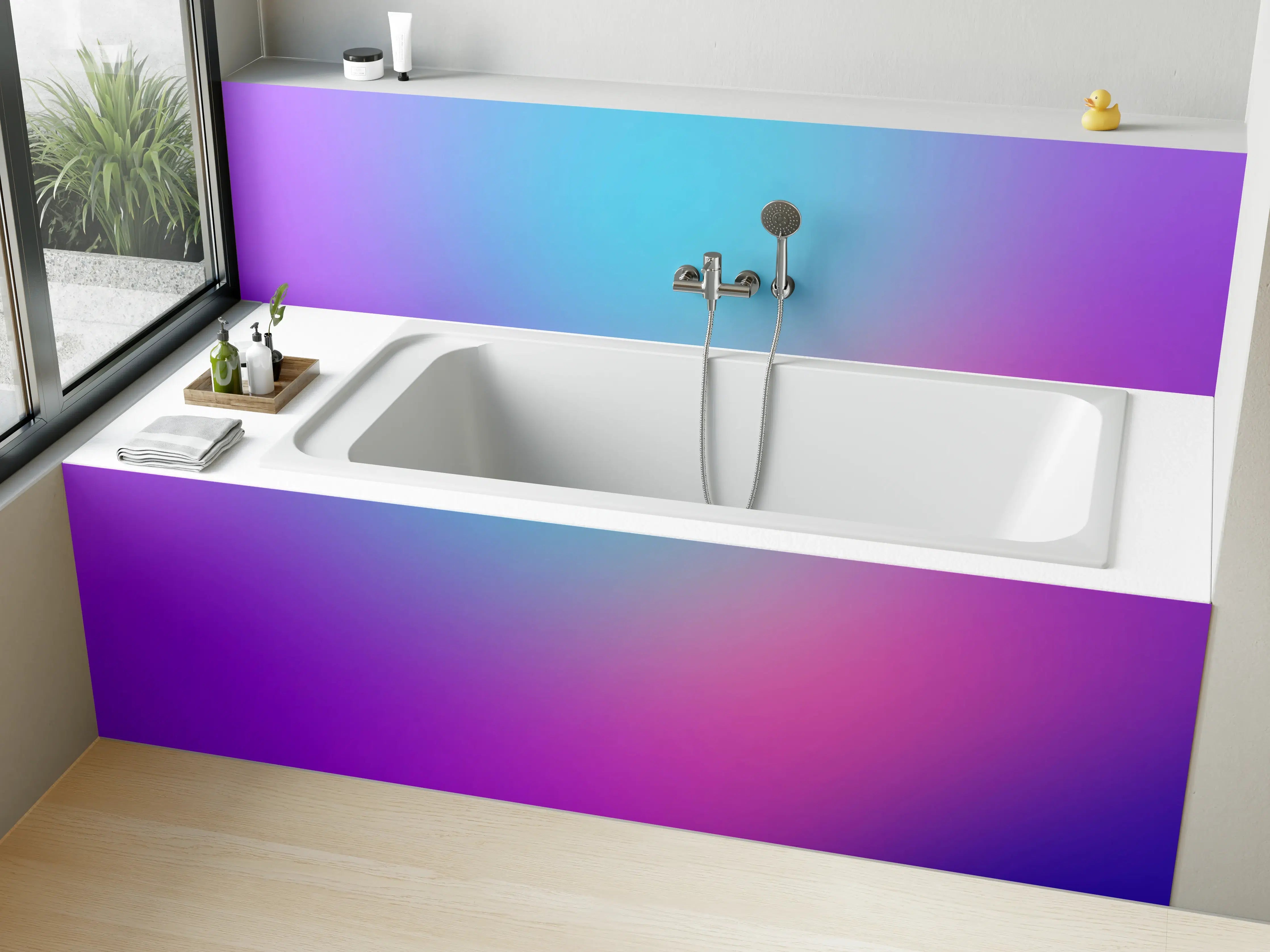 Badewannen-Rückwand - Leuchtender Lila-Pink Farbverlauf