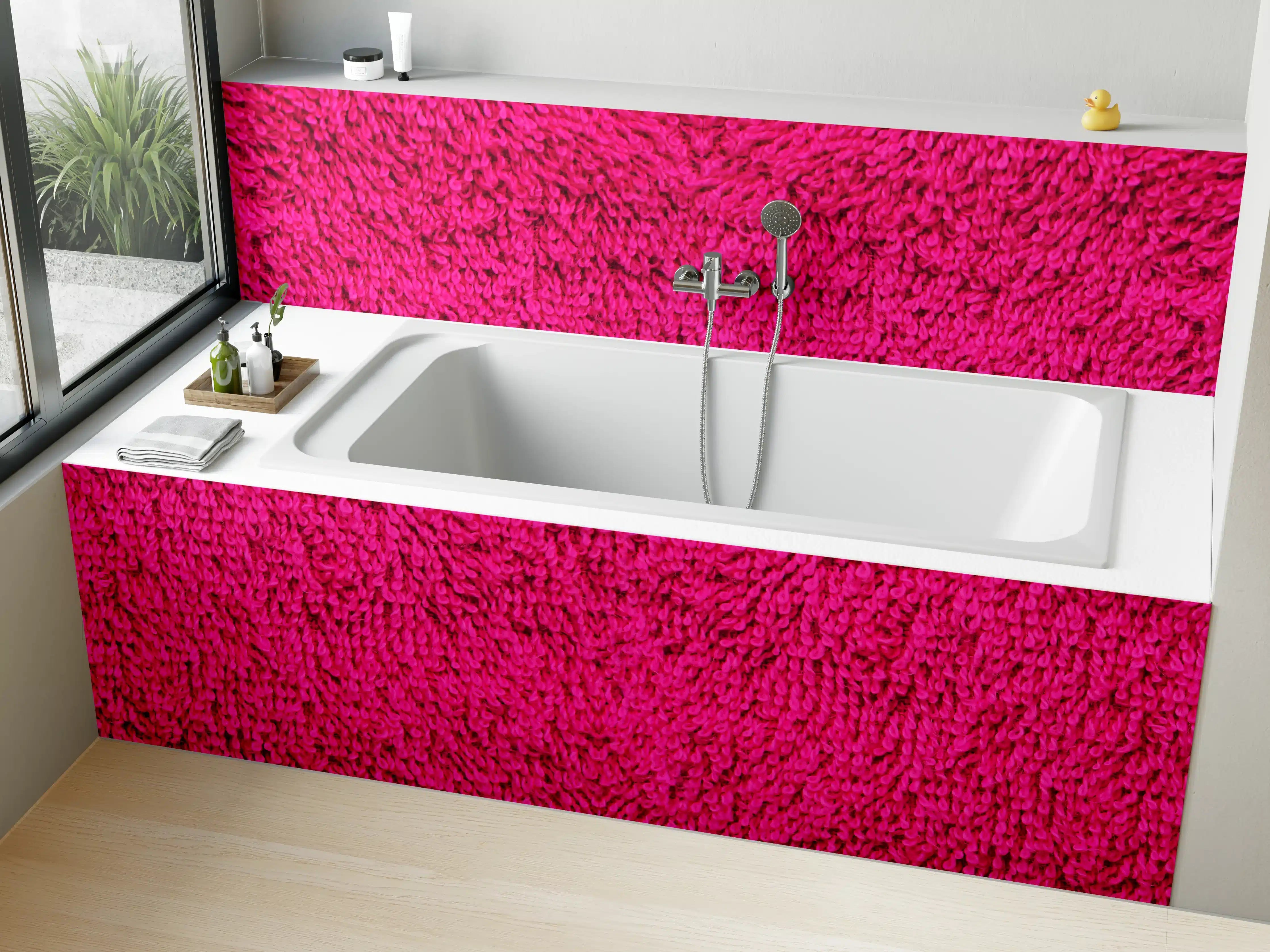 Badewannen-Rückwand - Lila Frottee Handtuch Textur