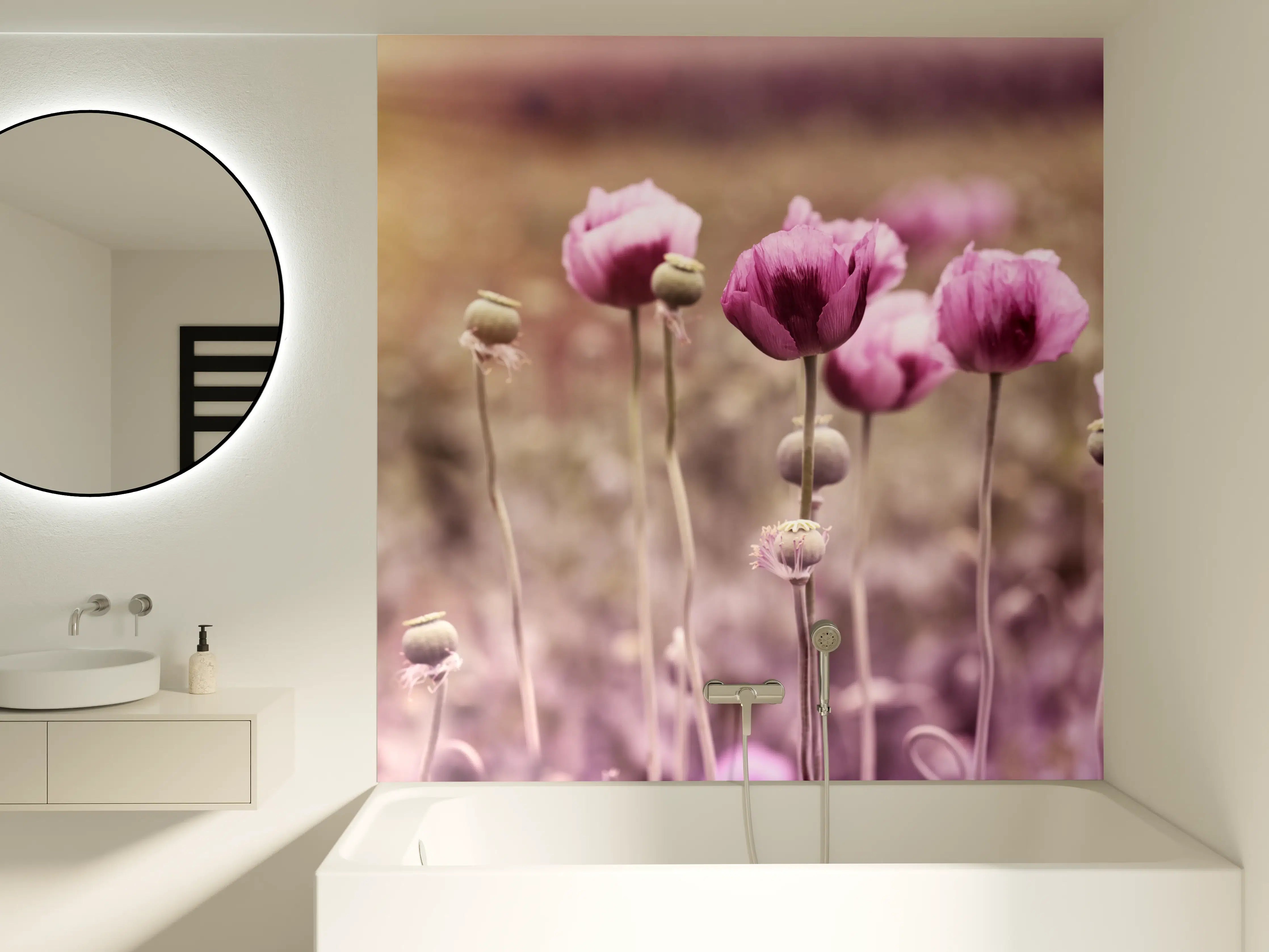 Badewannen-Rückwand - Lila Mohnblume