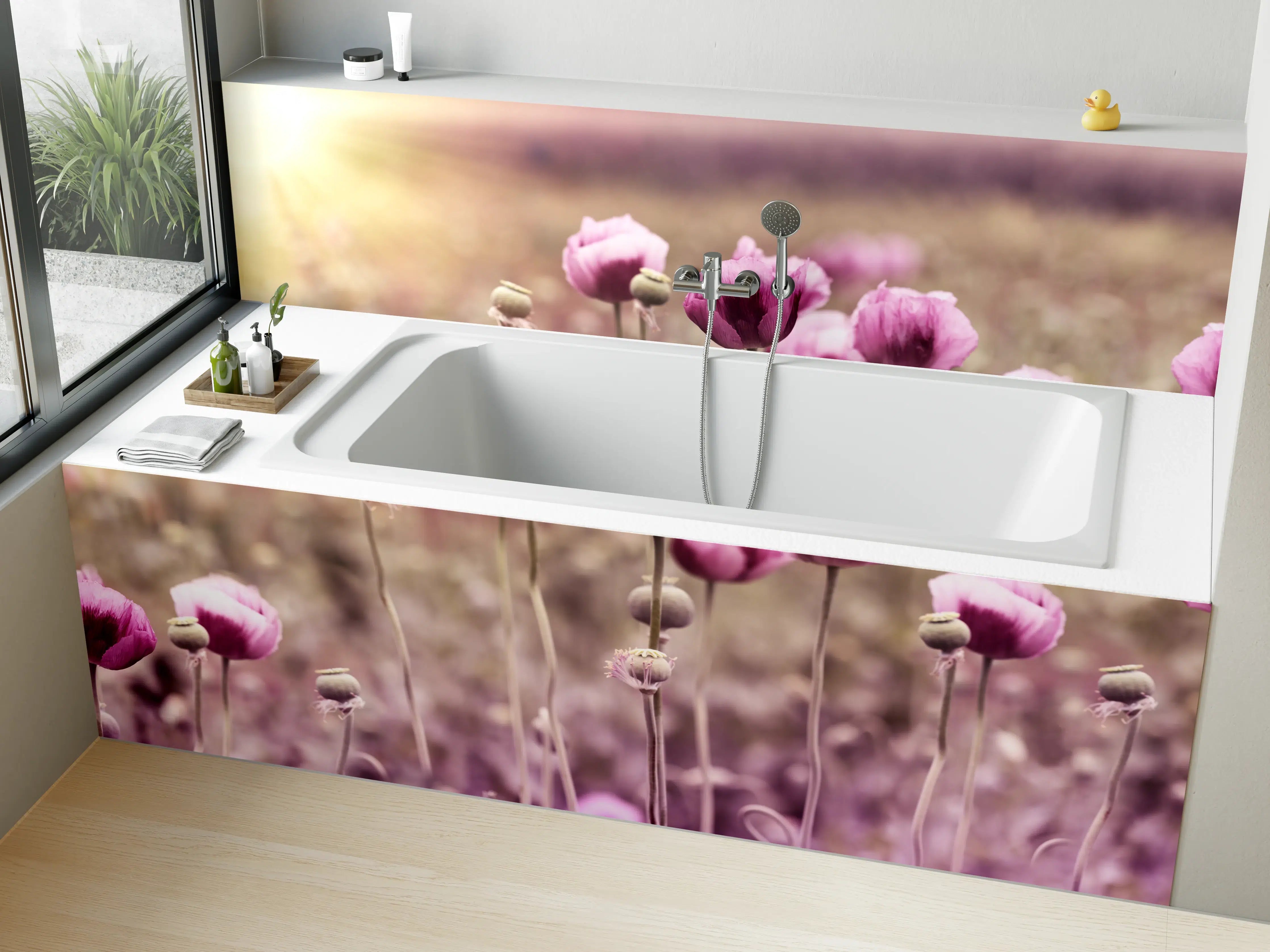 Badewannen-Rückwand - Lila Mohnblume