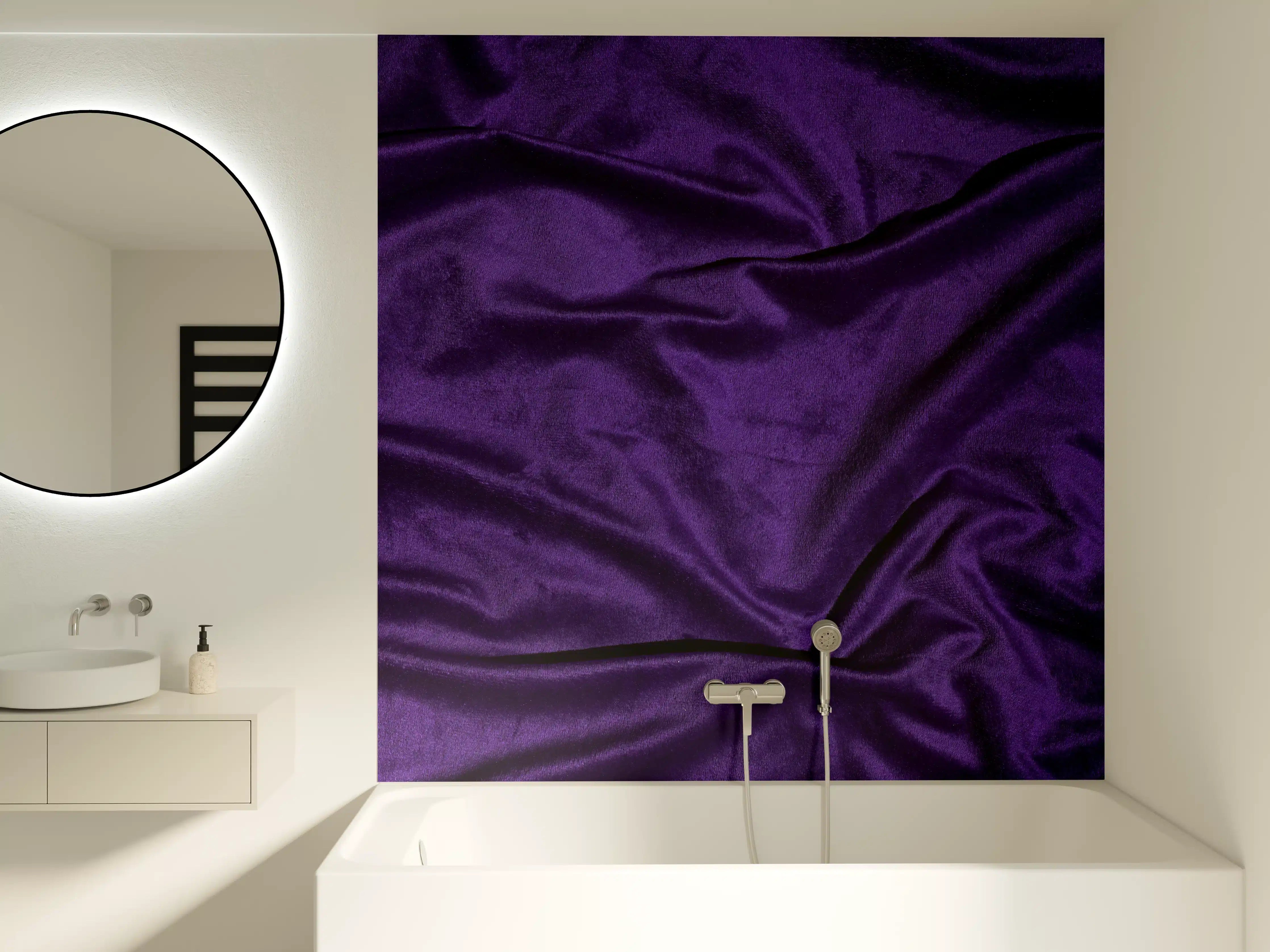 Badewannen-Rückwand - Lila Satin Seide