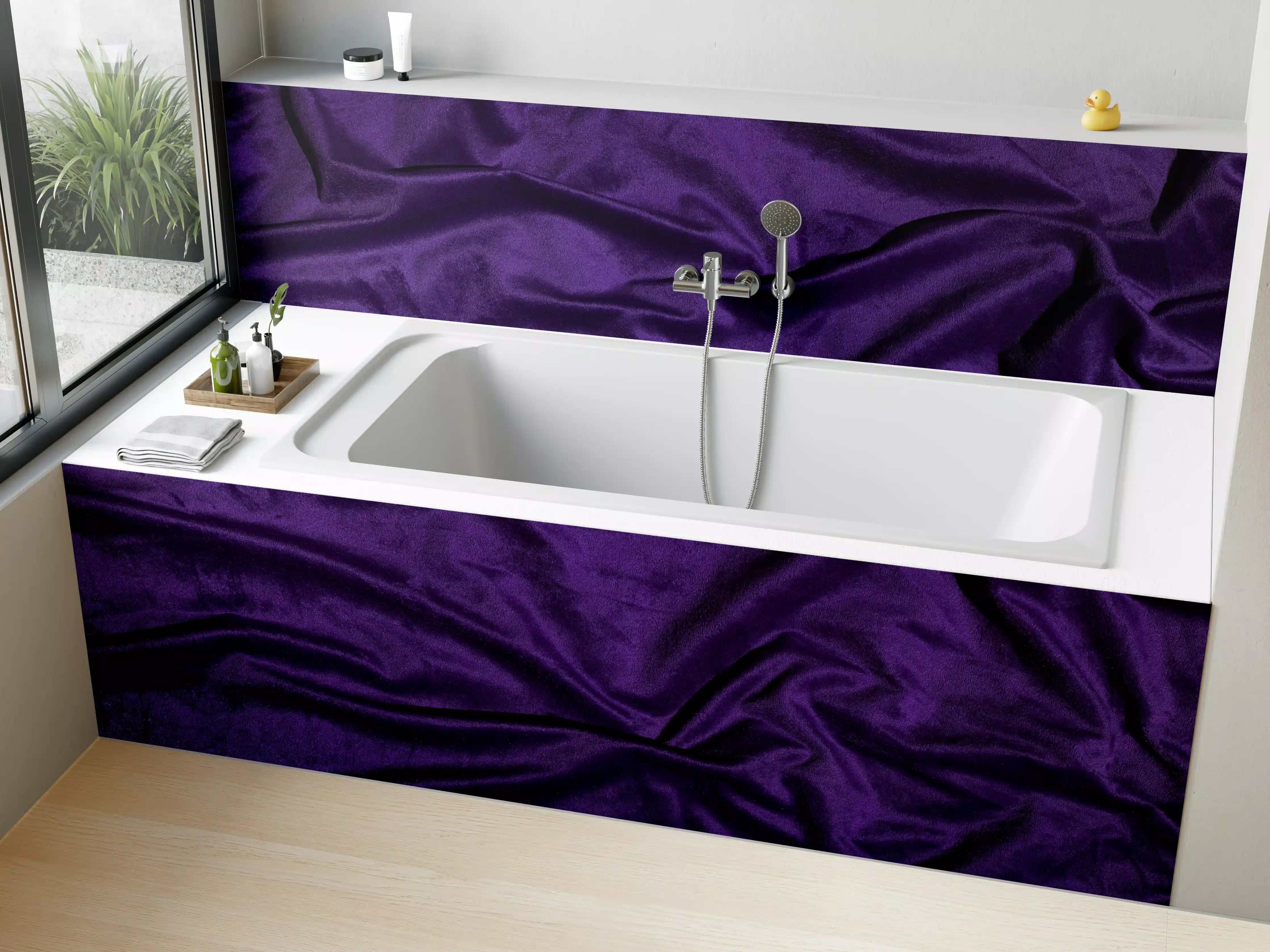 Badewannen-Rückwand - Lila Satin Seide