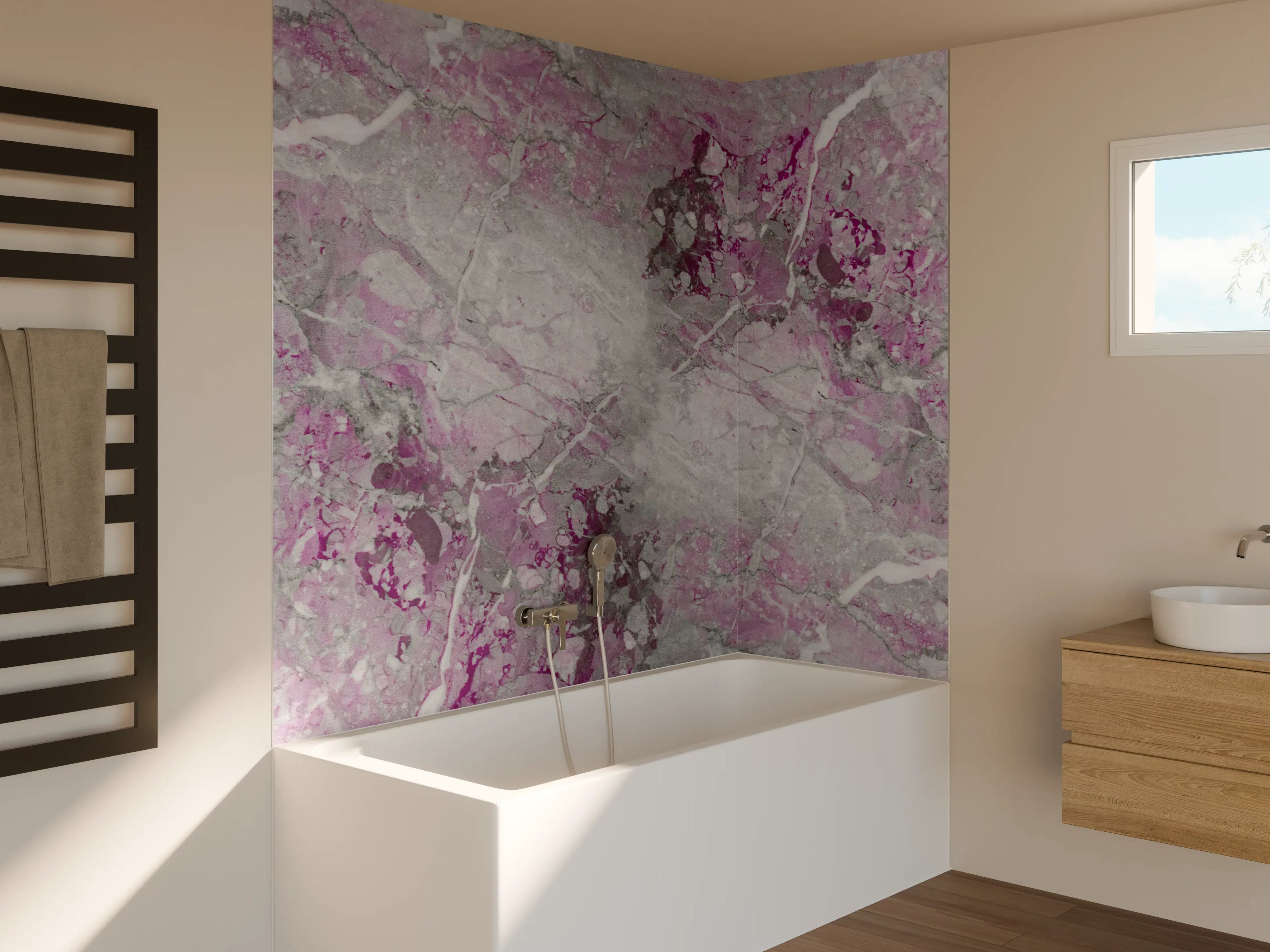 Badewannen-Rückwand - Lila fleckige Marmor Hintergrund