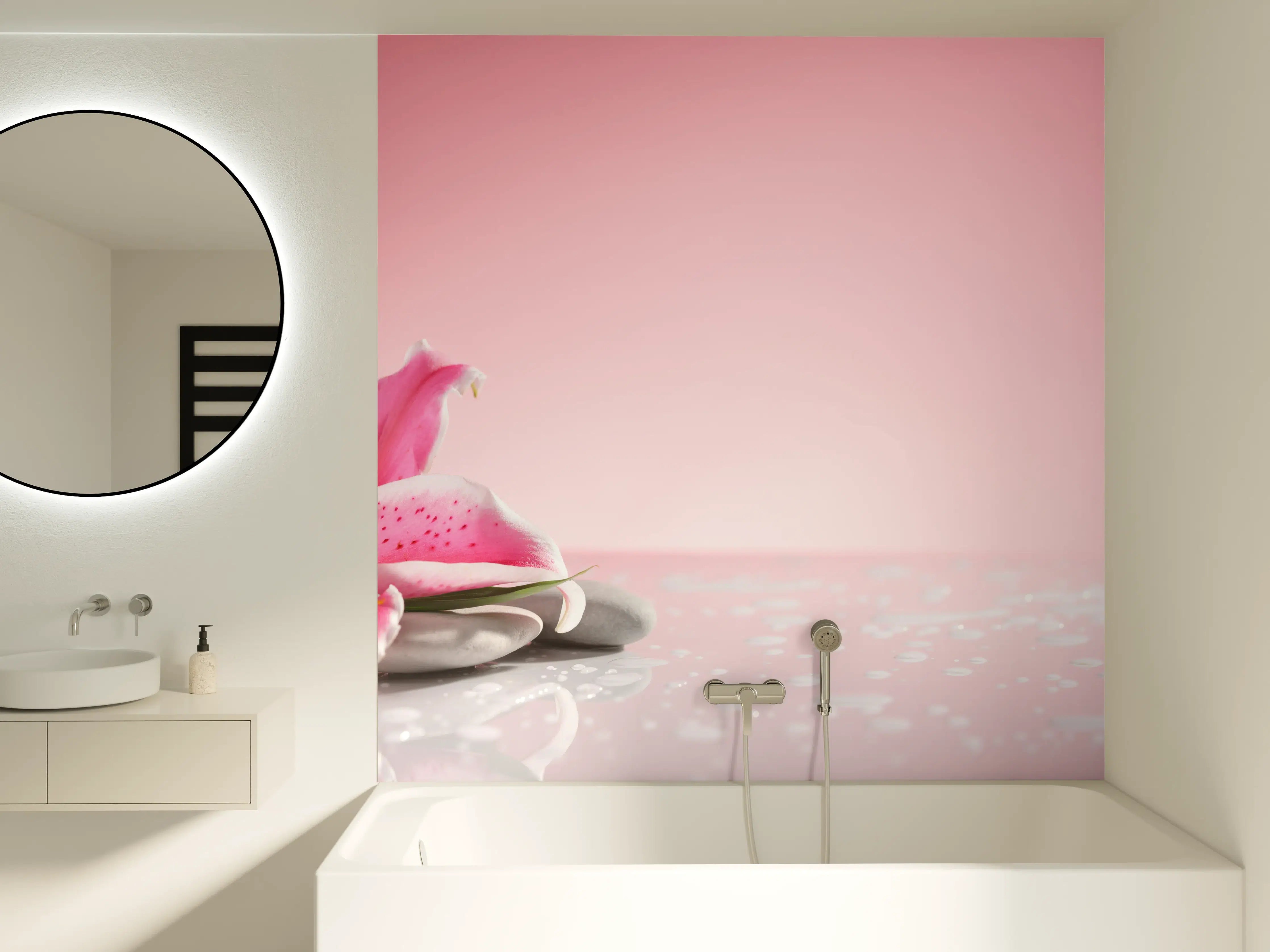 Badewannen-Rückwand - Lilie und Massagesteine