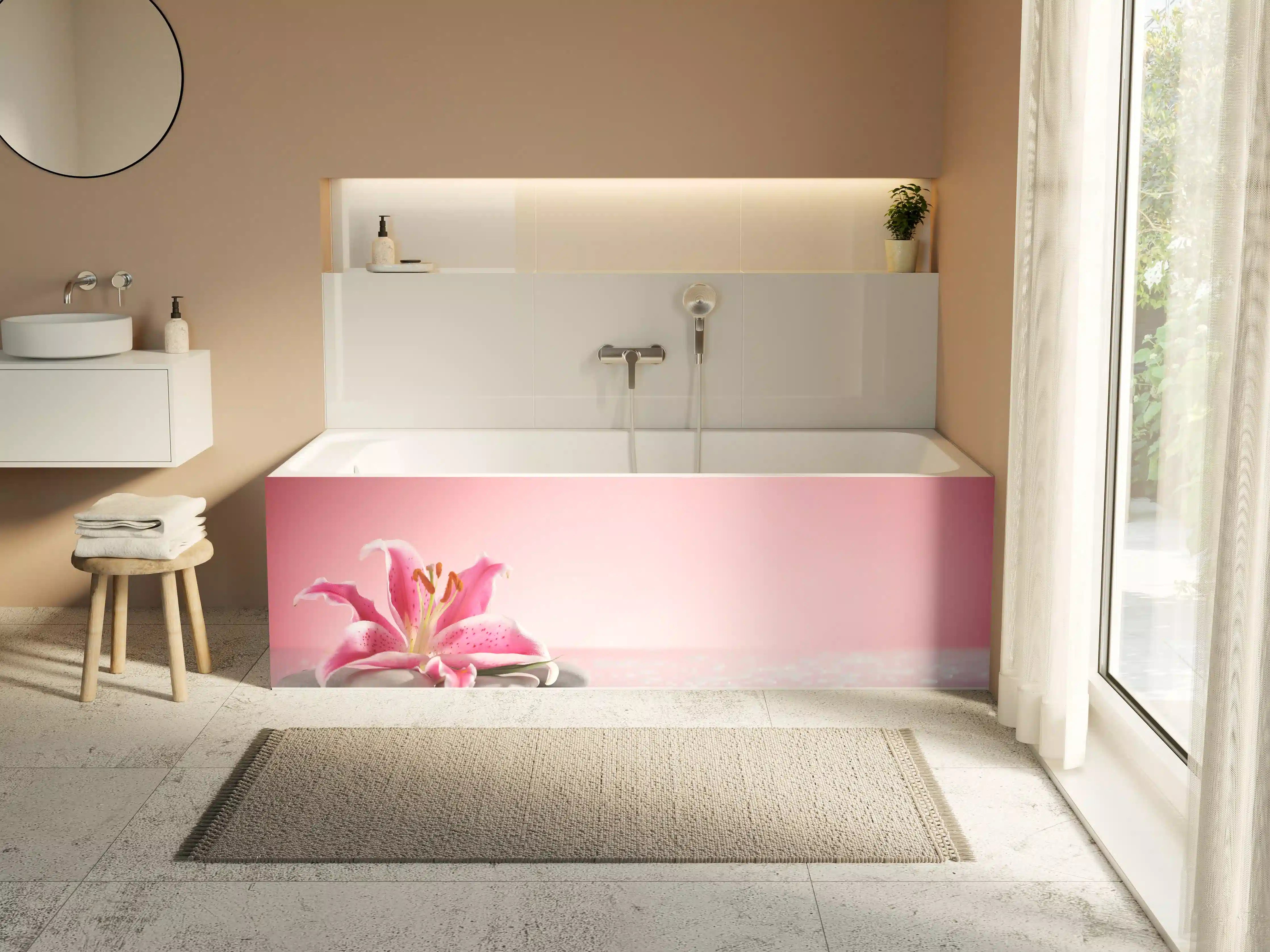 Badewannen-Rückwand - Lilie und Massagesteine