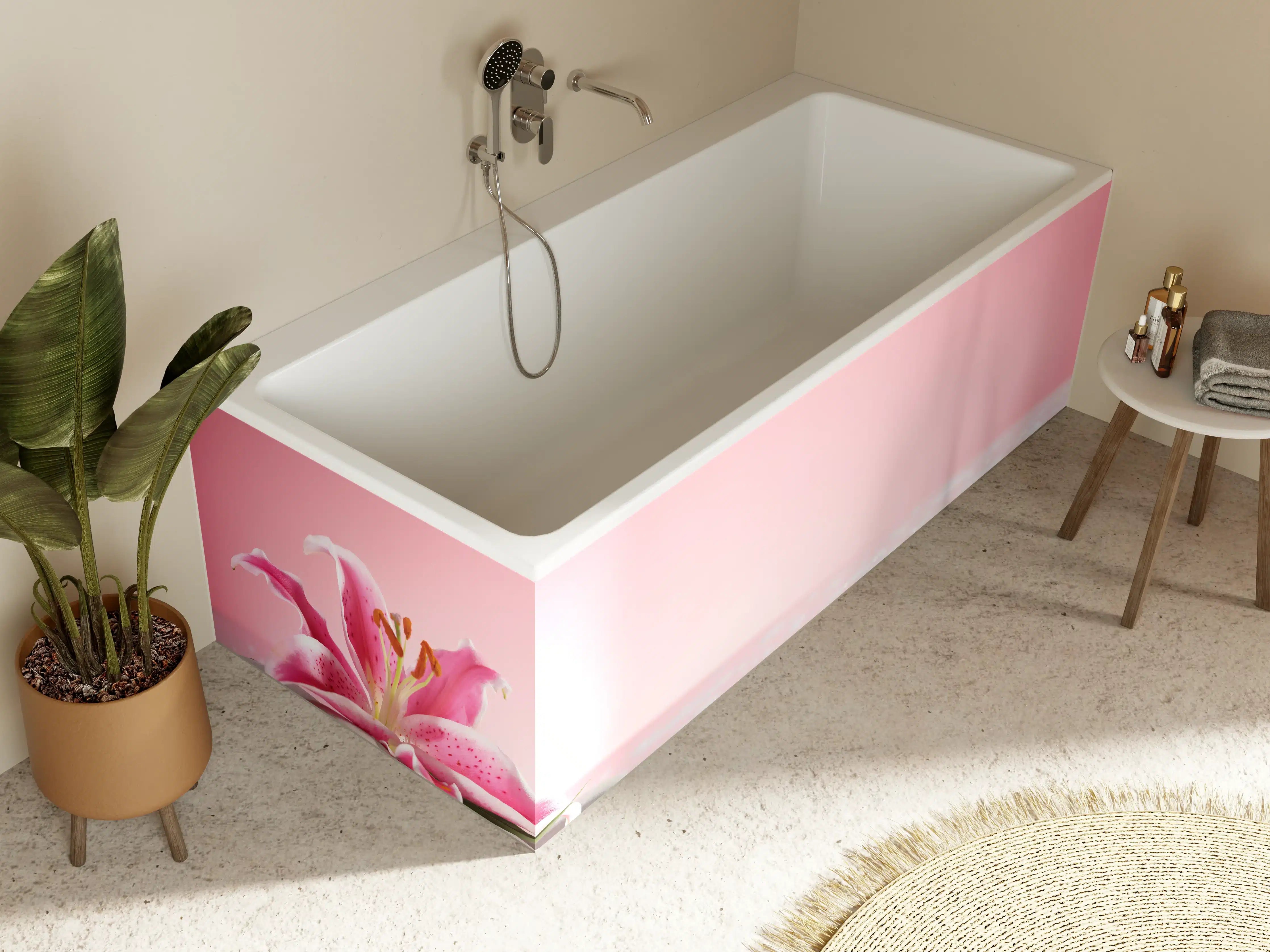 Badewannen-Rückwand - Lilie und Massagesteine