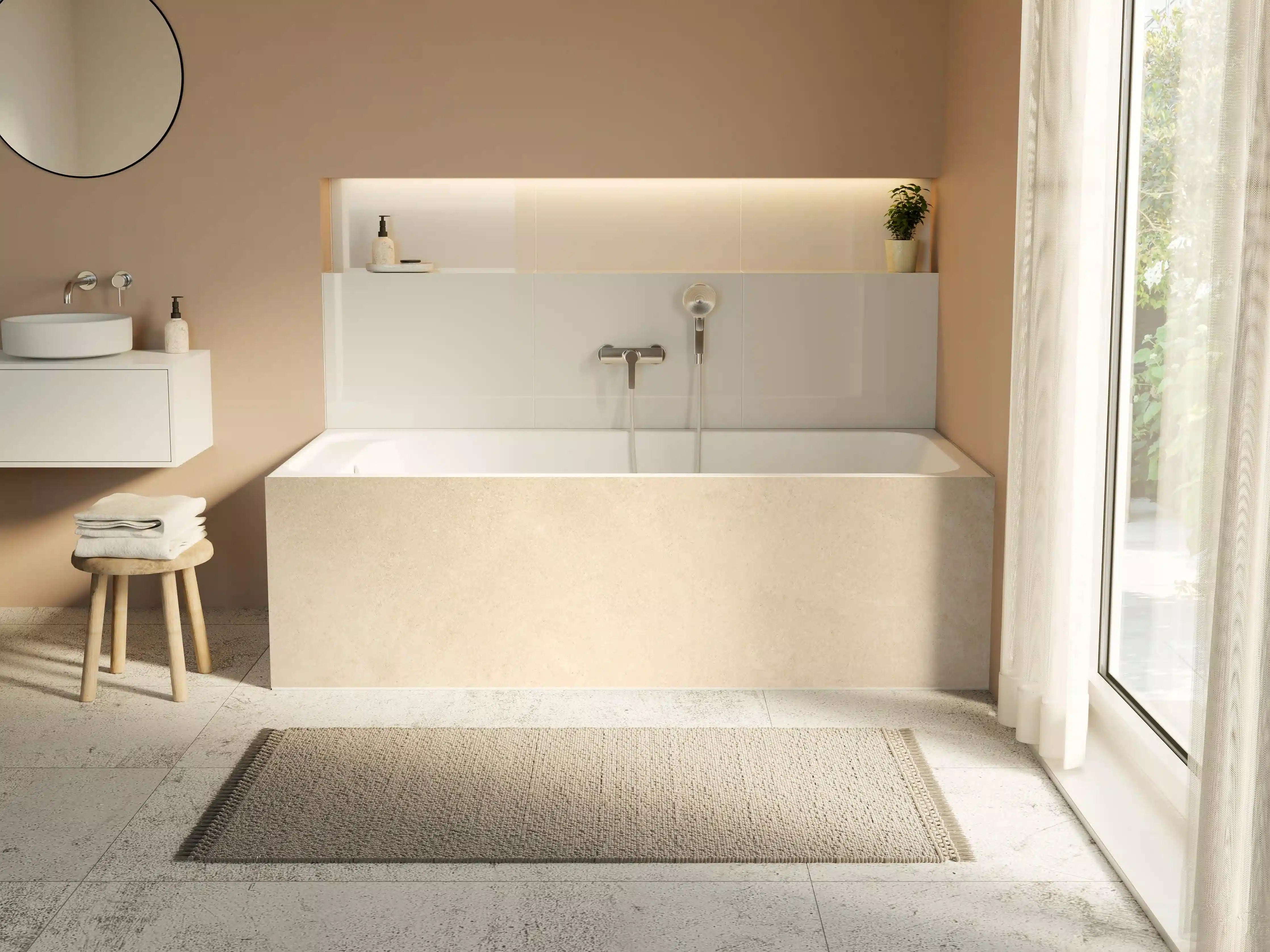 Badewannen-Rückwand - Limestone Marble Cream Texture
