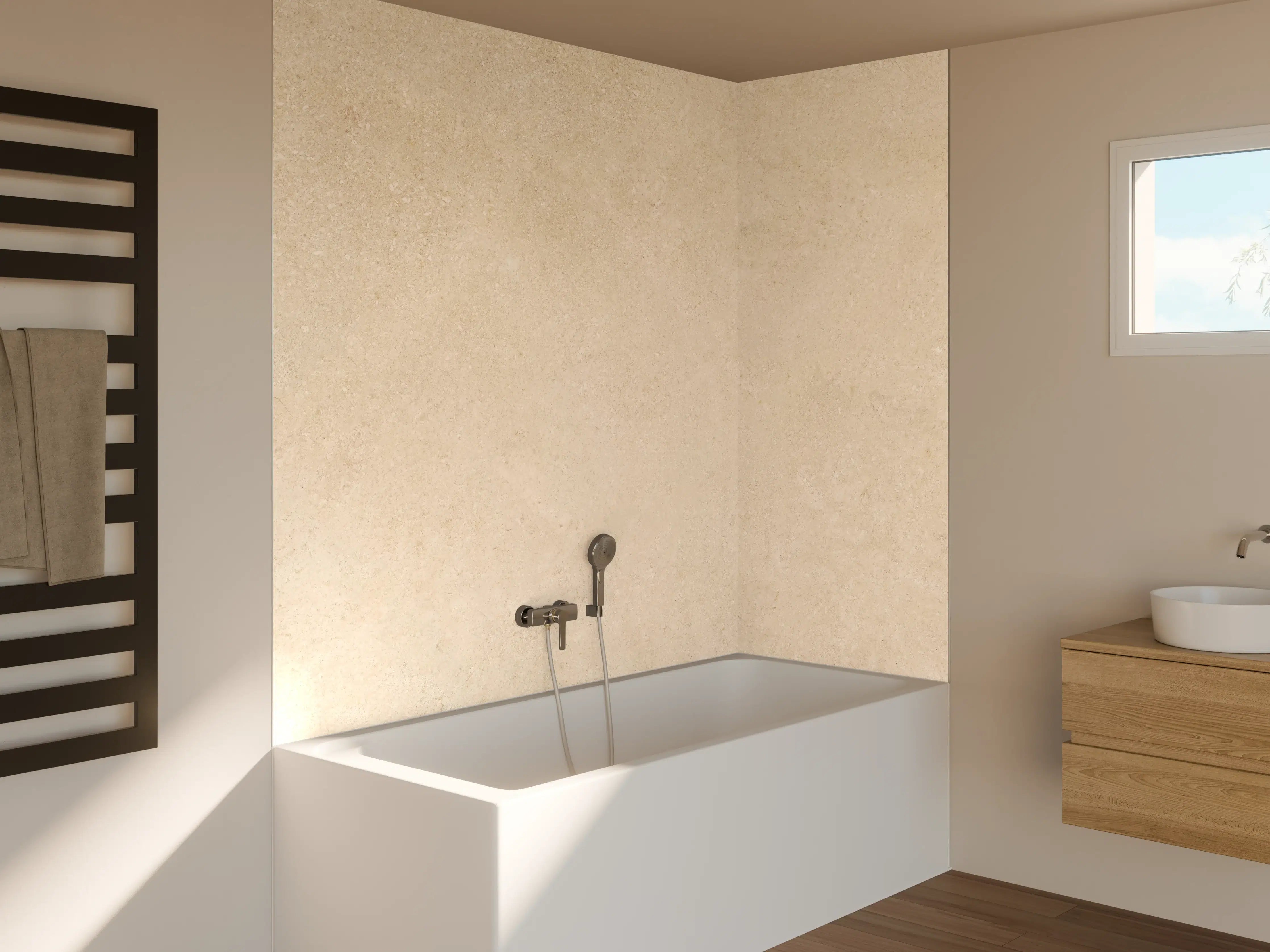 Badewannen-Rückwand - Limestone Marble Cream Texture