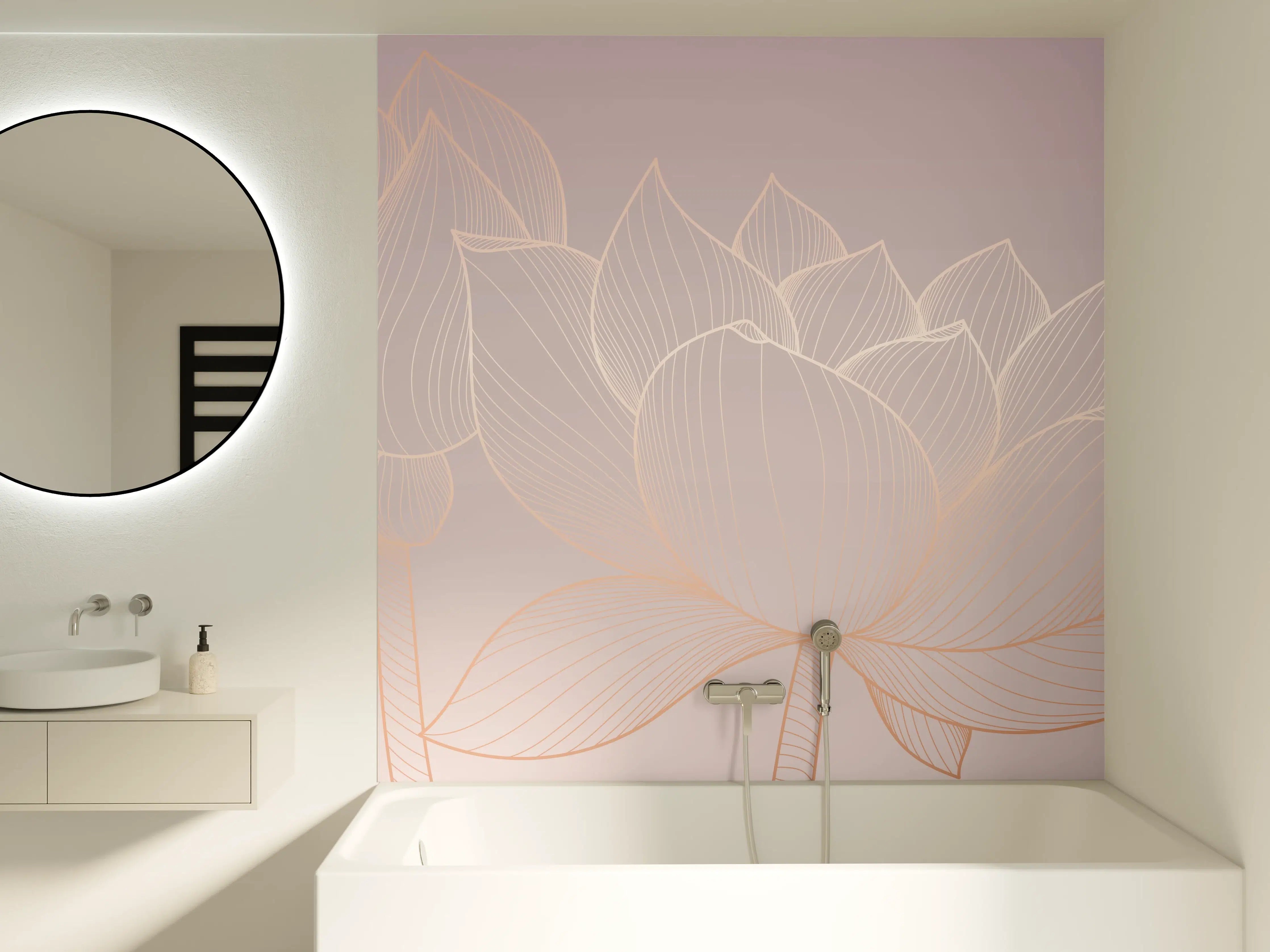 Badewannen-Rückwand - Lotus-Lineart Pastelltöne