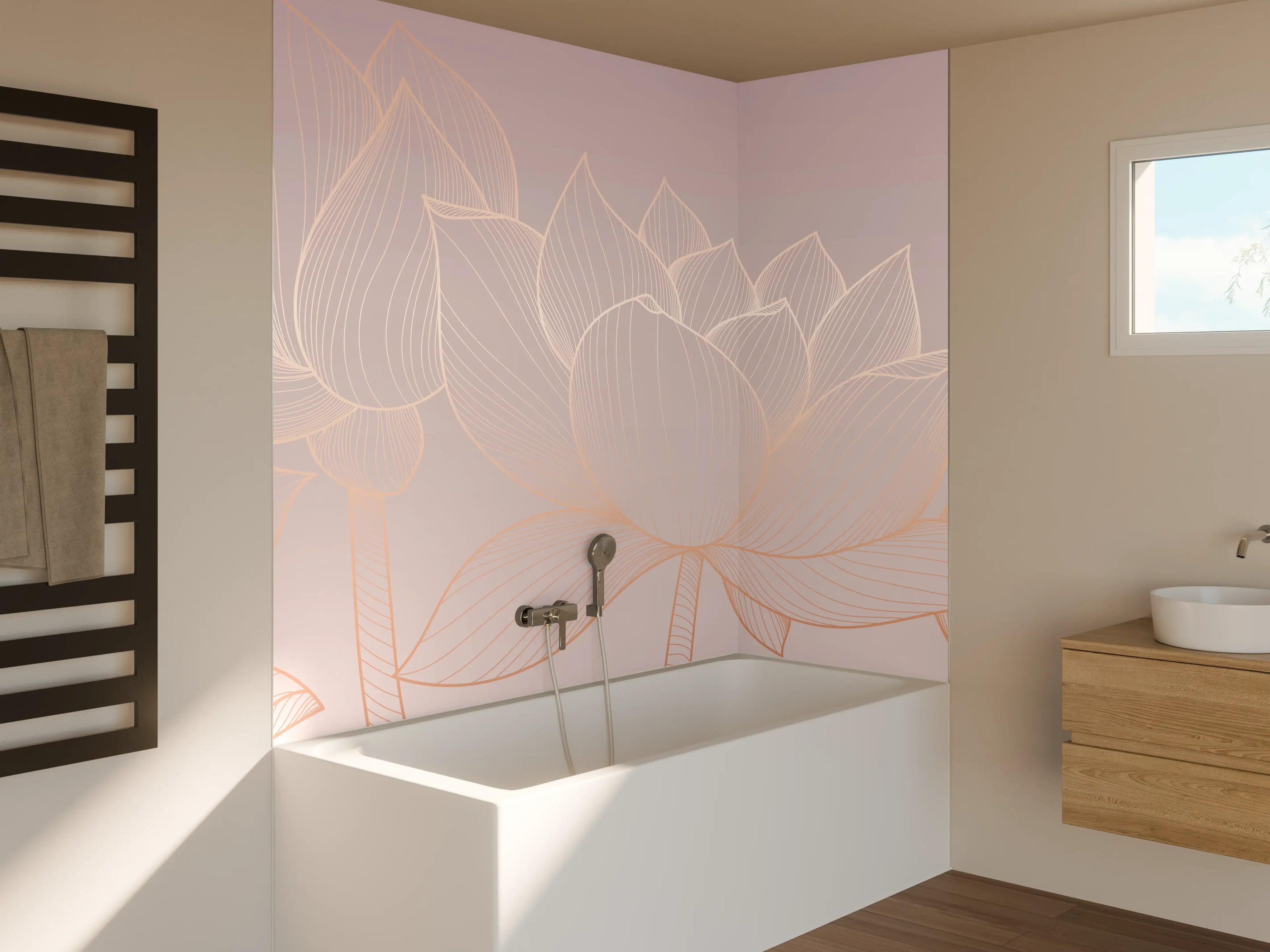 Badewannen-Rückwand - Lotus-Lineart Pastelltöne